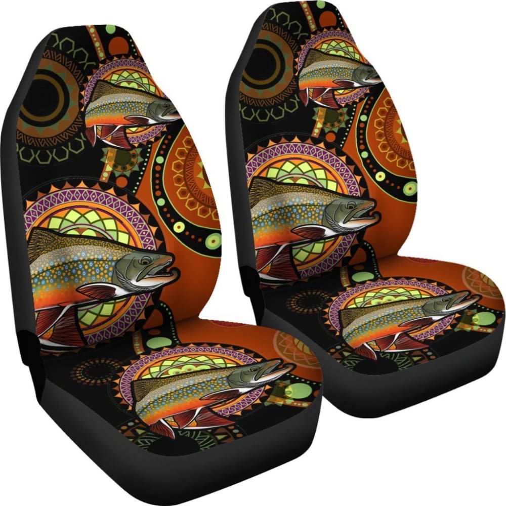 Brook Trout Ethnic Pattern Fishing Car Seat Covers - Waterproof & Durable for Trucks, SUVs, and Outdoor Adventures (182417)