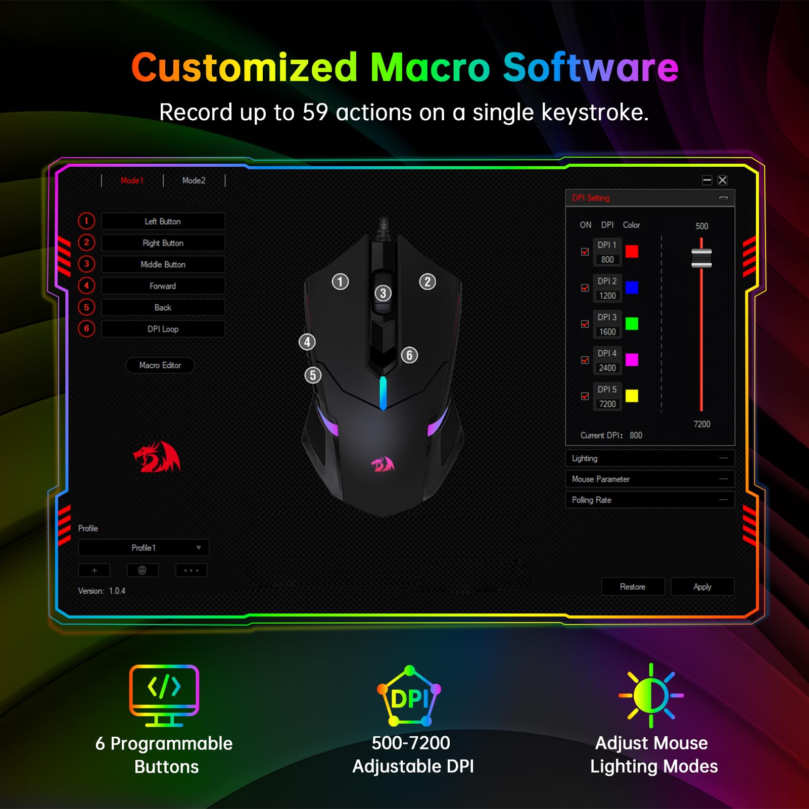 Redragon S101-3 RGB Backlit Wired Gaming Keyboard and Mouse Combo with Programmable Keys (800-7200DPI) - Complete PC Gaming Bundle Includes Headset & Mouse Pad for Windows - Perfect for Esports, Streaming & Competitive Gaming (Black)