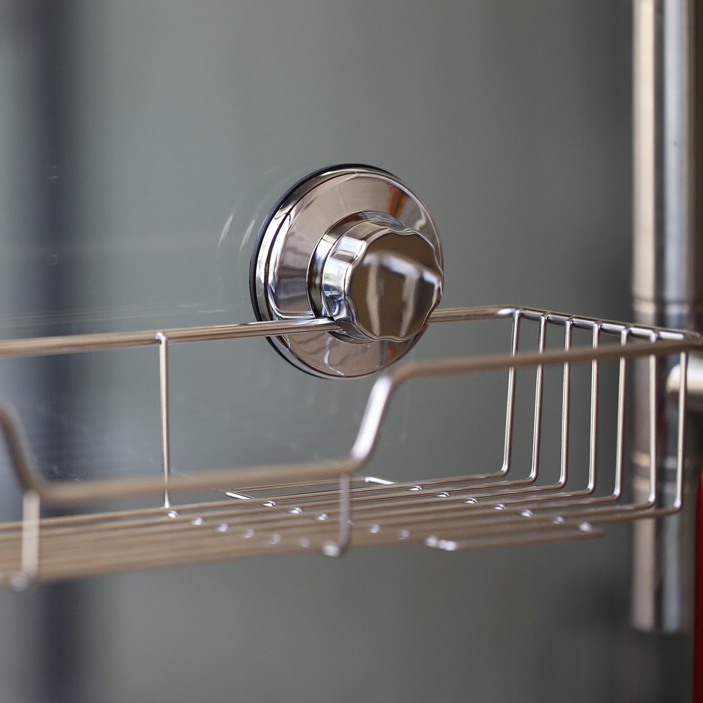 iPEGTOP L-4 Strong Suction Cup Shower Caddy - Rustproof Stainless Steel Bathroom Organizer for Shampoo, Soap, Conditioner & Razor Storage - Perfect for Small Spaces & Clutter-Free Showers
