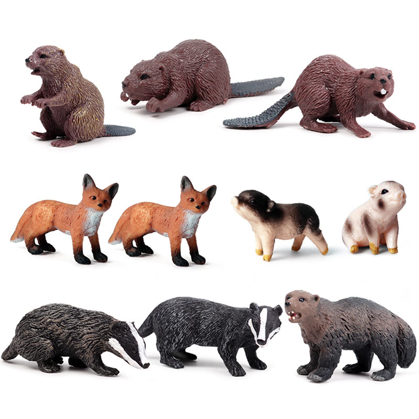 SCAHOW 10PCS Realistic Forest Animal Toys Set - Woodland Creature Figures for Kids & Toddlers, Plastic Miniature Animals for Cake Toppers, Birthday Gifts, Educational Play & Nature-Themed Party Decorations