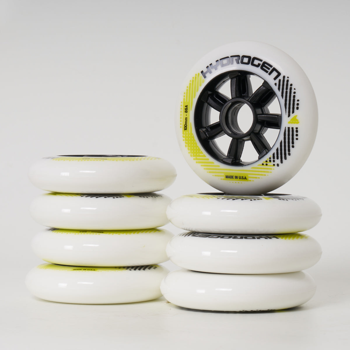Rollerblade Hydrogen 100mm Wheels - 8 Pack Set for Inline Skating, Speed Skating & Outdoor Sports - High Performance Urethane Wheels for Smooth Ride