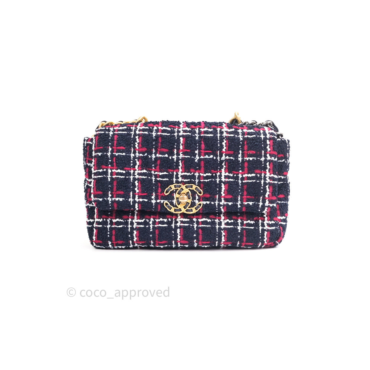 Chanel 19 Small Tweed Handbag in Red & Navy with Mixed Hardware - Luxury Crossbody Bag for Women, Perfect for Parties & Evening Events