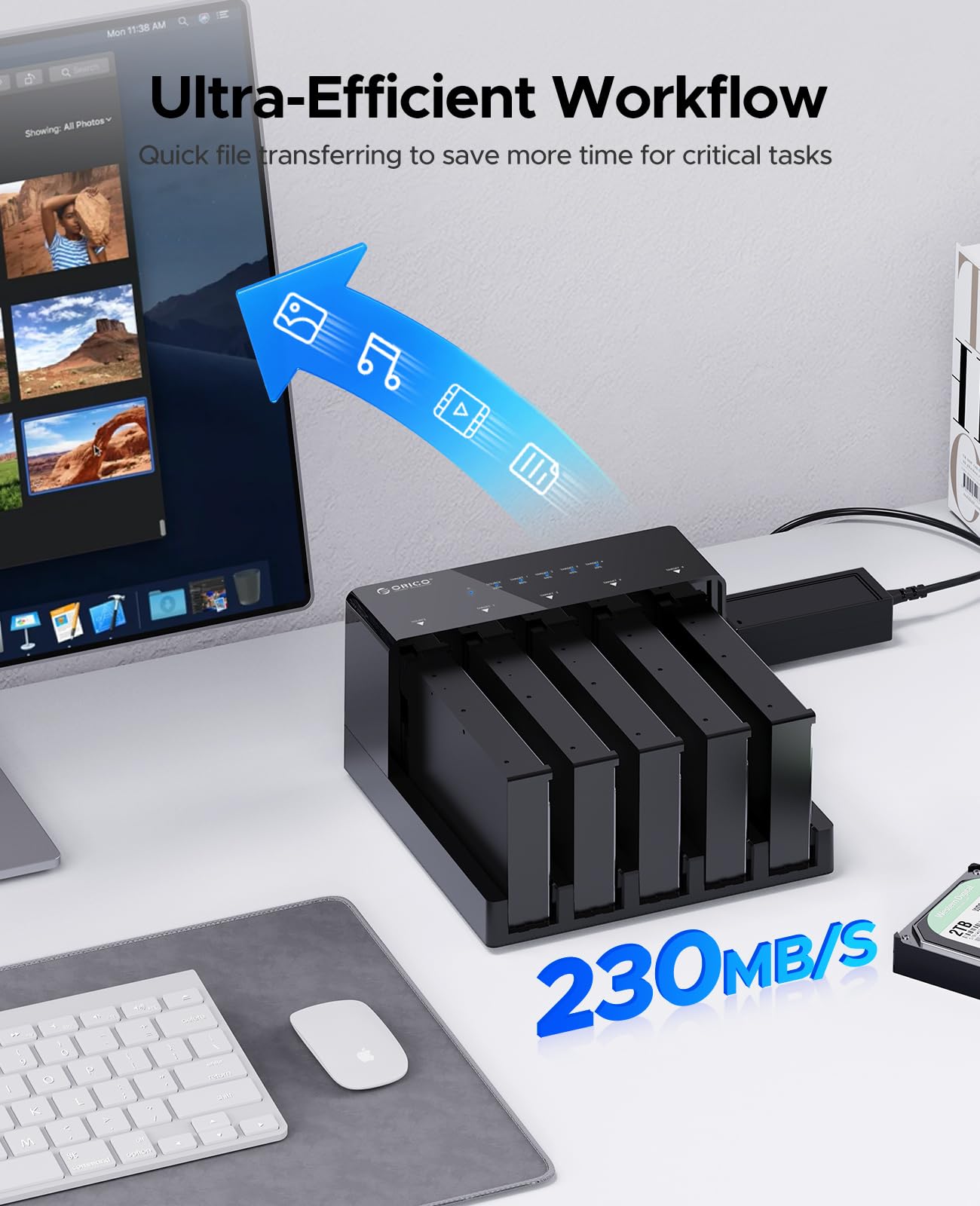 ORICO 5 Bay USB 3.0 Hard Drive Docking Station with Offline Cloning - External 3.5