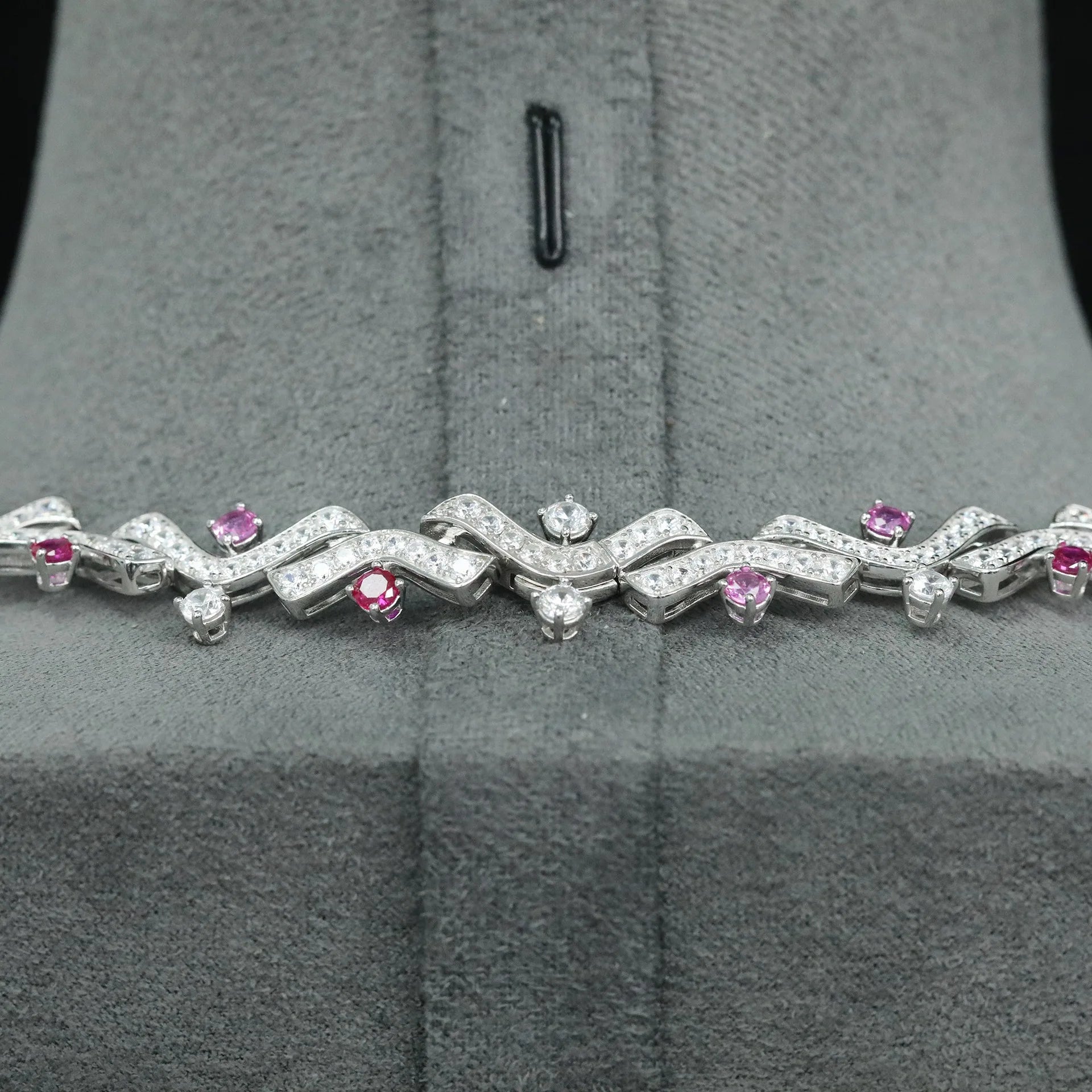 Vintage 925 Sterling Silver Lab Sapphire & Ruby Gemstone Cocktail Necklace - Elegant Fine Jewelry for Women | Anniversary, Birthday & Wedding Gift | Perfect for Date Night, Party & Special Occasions