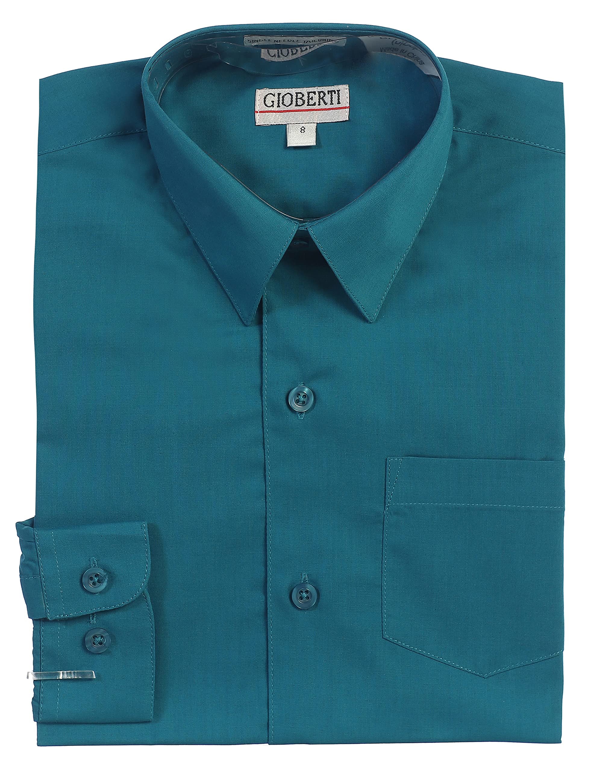 Gioberti Boys Long Sleeve Solid Dress Shirt for School, Church & Formal Occasions | Classic Cotton Button Down Shirt for Kids