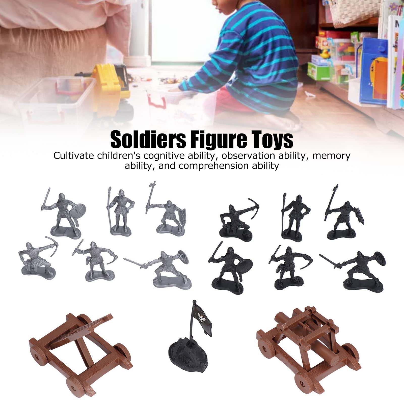 15Pcs Army Men Action Figures Playset - Military Soldier Toys for Boys & Kids - Green Plastic Toy Soldiers Set for Birthday Gifts & War-Themed Play Battles