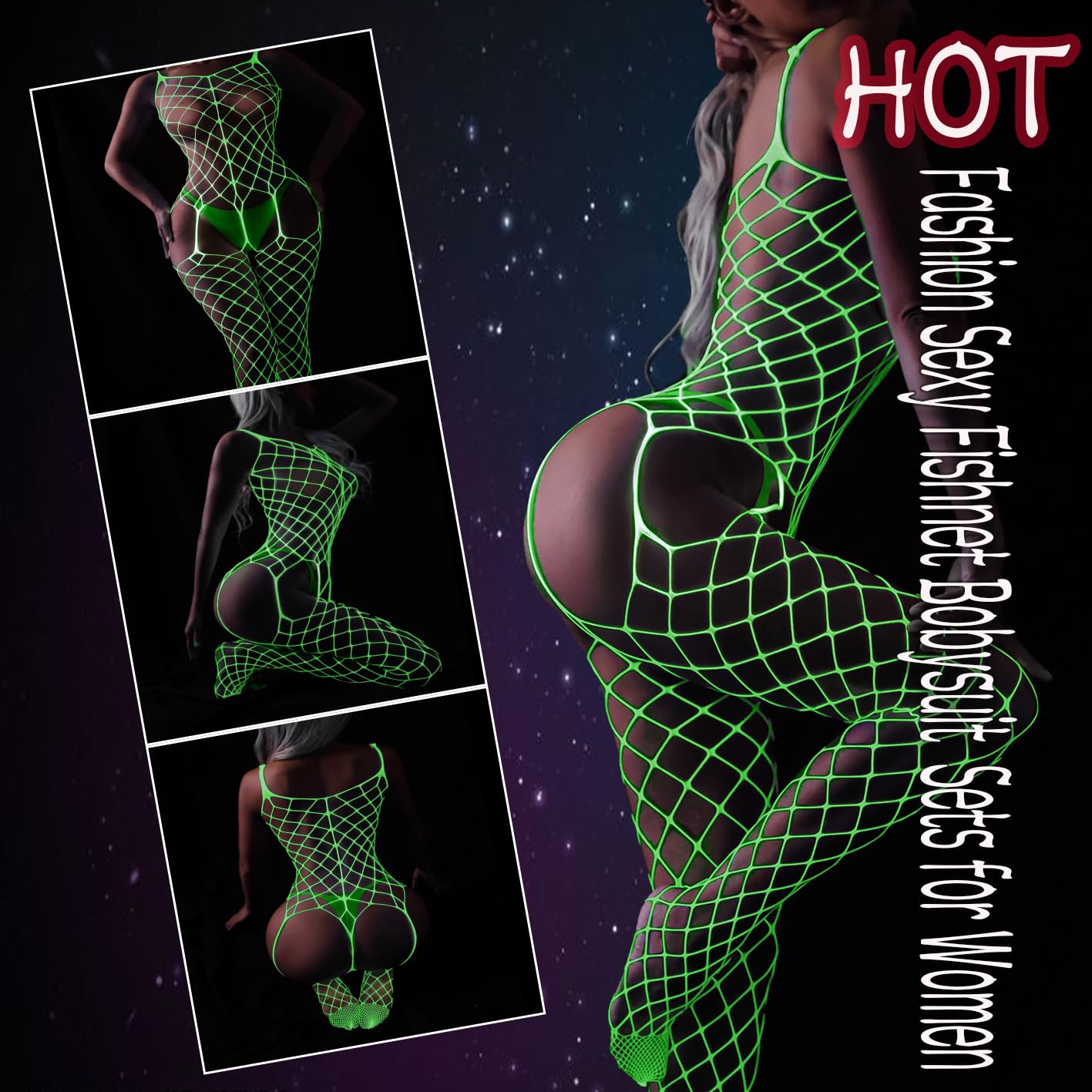 Sexy Fishnet Bodystocking & Stockings for Women - Lingerie Bodysuit - Perfect for Date Nights, Halloween Costumes, and Boudoir Photography