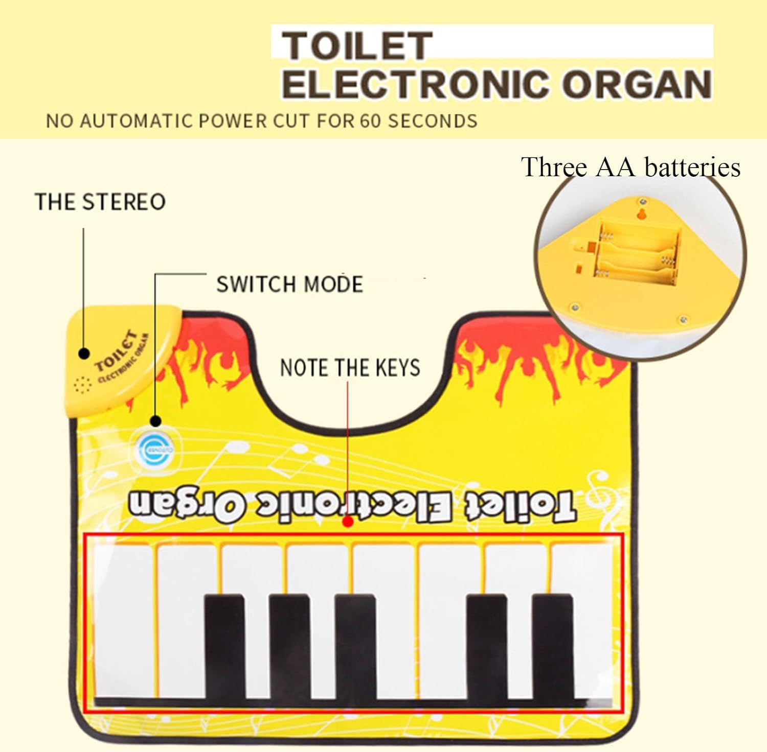 Funny Toilet Piano Sound Rug - Creative Bathroom Novelty Mat with Music for Toe Tapping - Great Gag Gift for All Ages - Perfect for Prank Gifts, Bathroom Decor & Family Entertainment