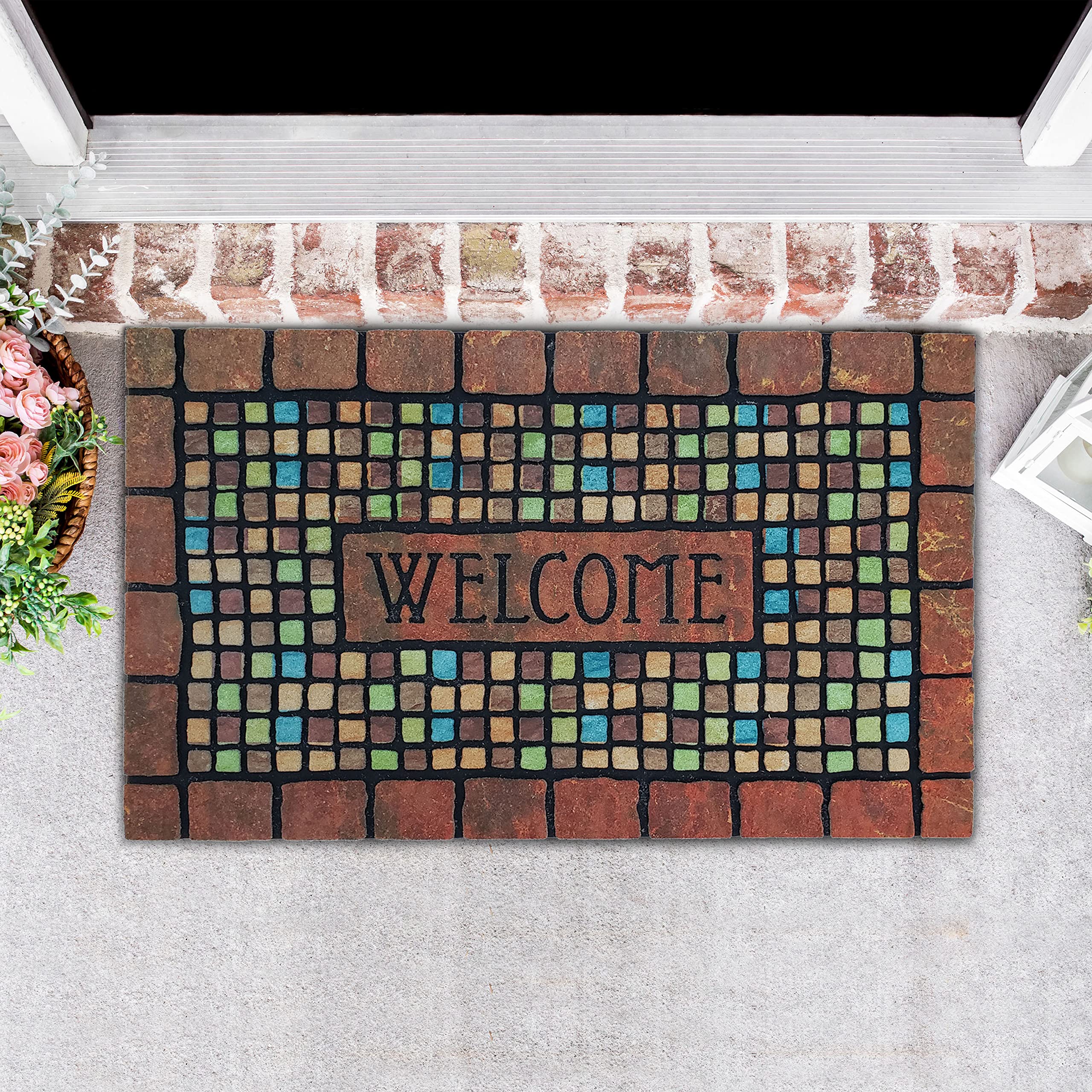 Southern Oaks Terra Cotta 18x30 Inch Crumb Rubber Door Mat - Non-Slip, Durable Entryway Rug for Home, Office & Outdoor Use
