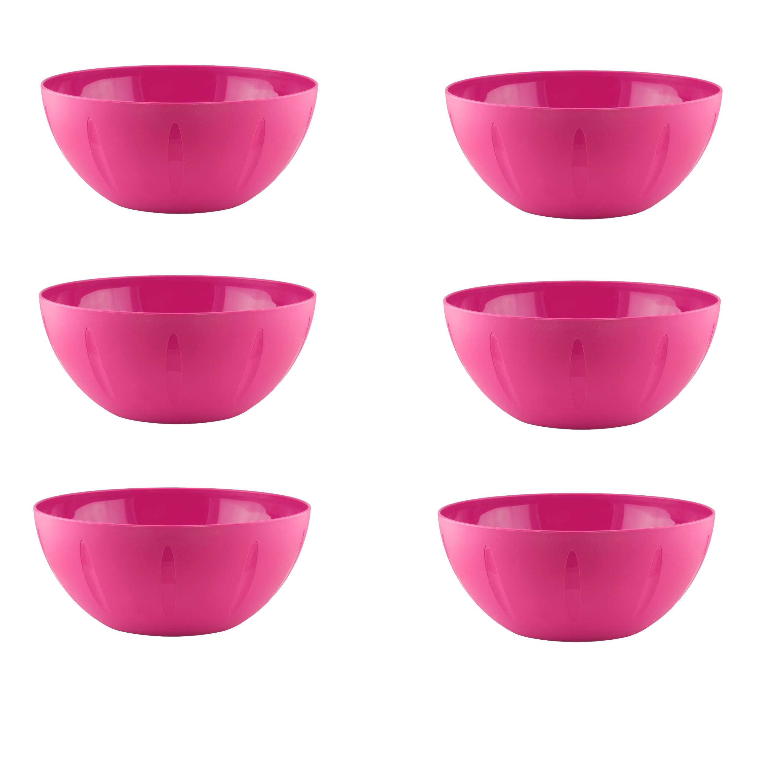 YBM HOME 10-Inch Plastic Mixing Bowl - Microwave Safe, BPA-Free for Cereal, Snacks, Popcorn, Salad & Fruits - Perfect for Kitchen, Baking, Meal Prep & Party Serving (Pink, 6-Pack)