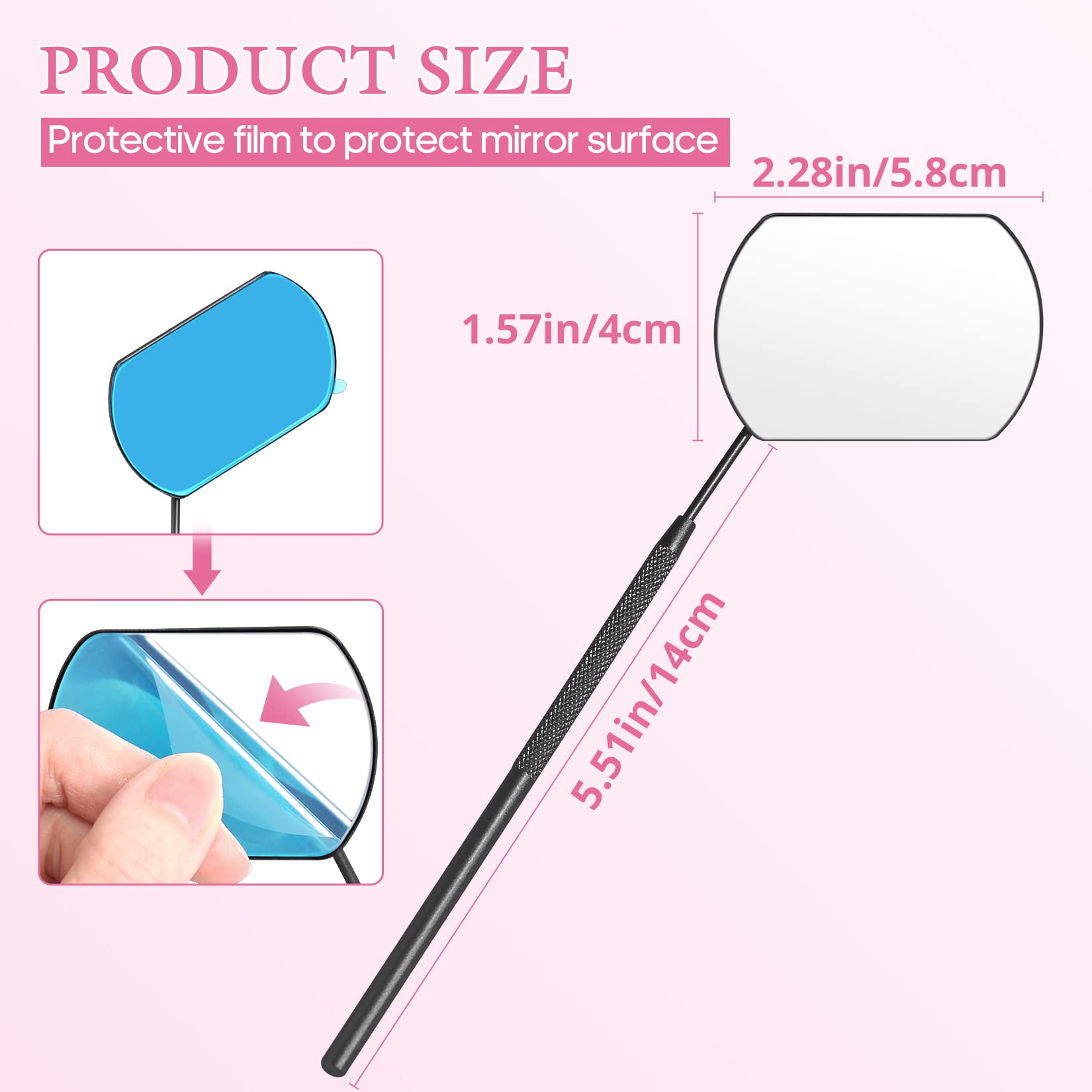 Buqikma Large Detachable Stainless Steel Eyelash Extension Mirror - 45°Angle Design Handheld Makeup Mirror for Professional Lash Artists & DIY Beauty (Black) | Perfect for Salon, Home Use & Travel Lash Kits