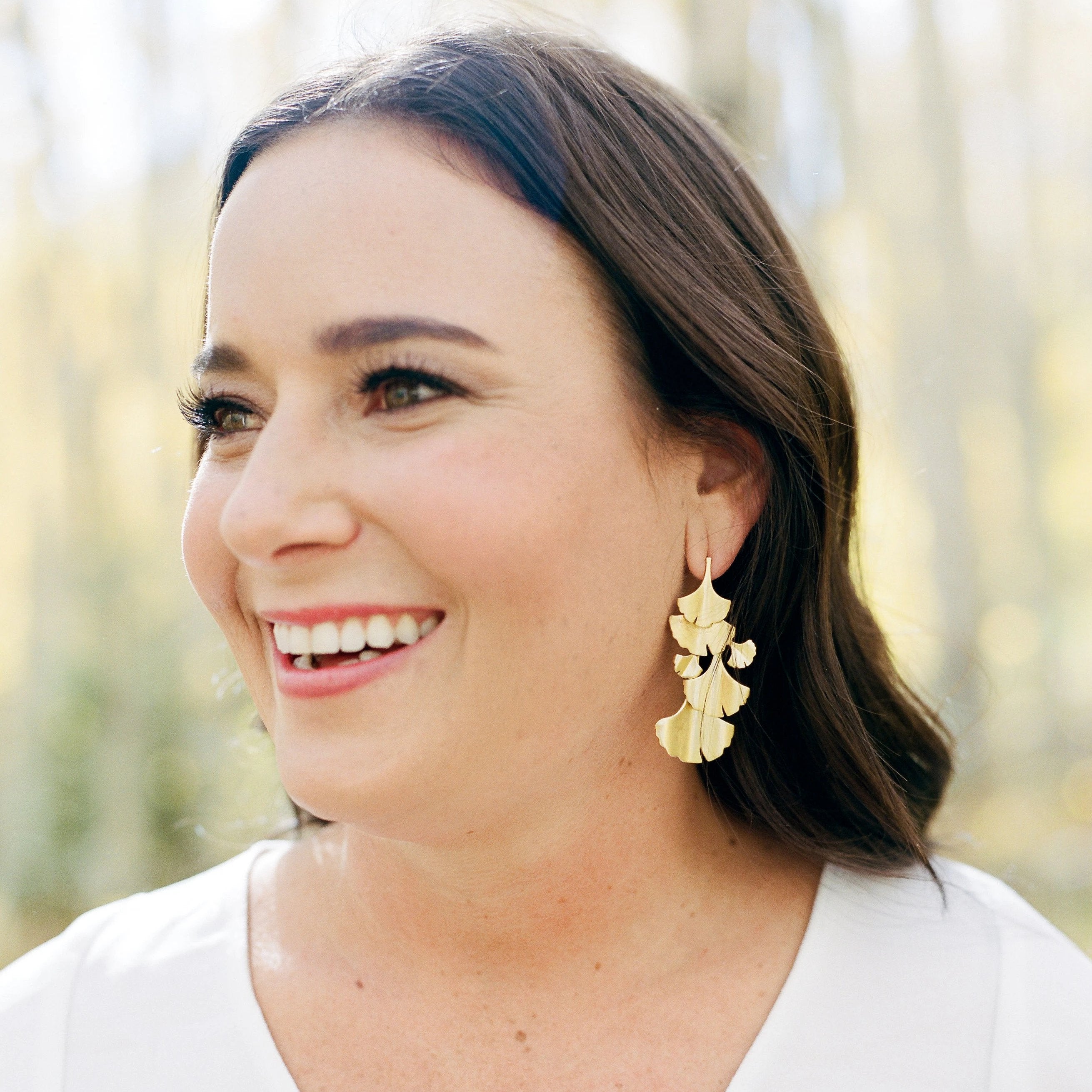 Elegant Ginkgo Leaf Chandelier Earrings for Women - Gold Dangle Drop Earrings for Party, Wedding & Evening Wear - Unique Botanical Jewelry Gift
