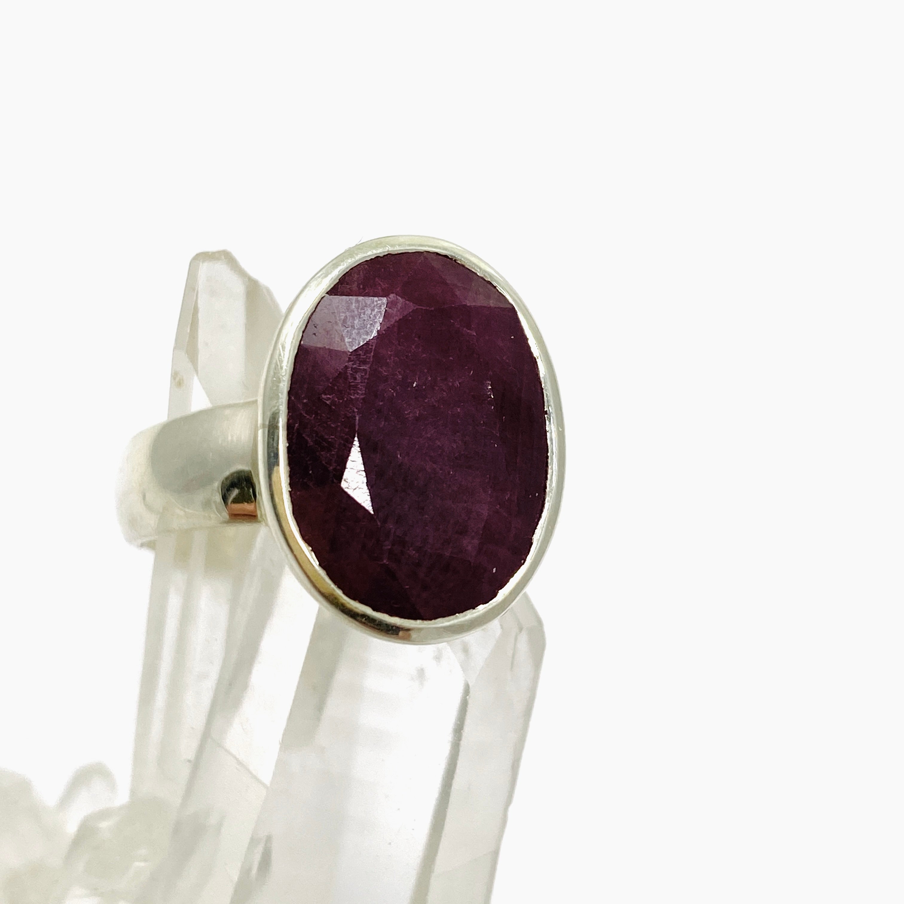 Ruby Oval Faceted Ring Size 11 - PRGJ821 | Elegant Gemstone Jewelry for Women, Perfect for Weddings, Anniversaries & Special Occasions