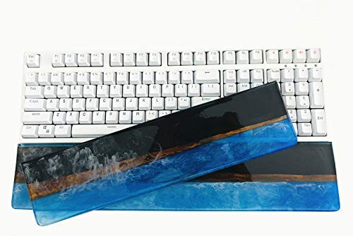 Handmade Artisan Wood Resin Keyboard Wrist Rest Pad - Ergonomic Palm Support for 87/104/108 Key Mechanical Keyboards (44cm for 104/108 Keys) - Perfect for Gaming, Typing & Office Work