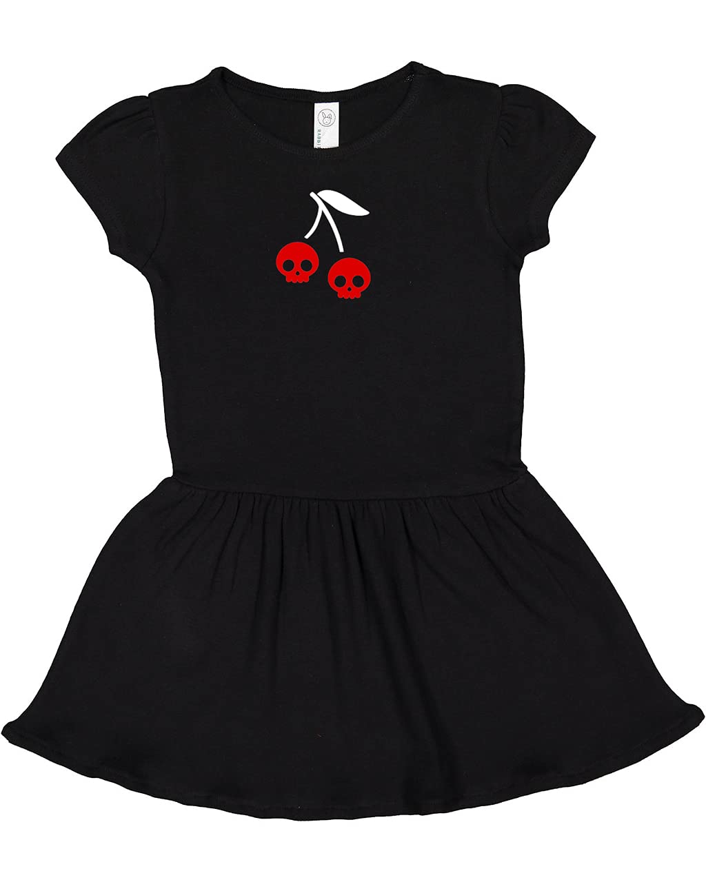Punk Rock Cherry Skull Black Cotton Dress for Baby Girls & Toddlers - Perfect for Halloween, Birthday Parties & Rock Themed Events
