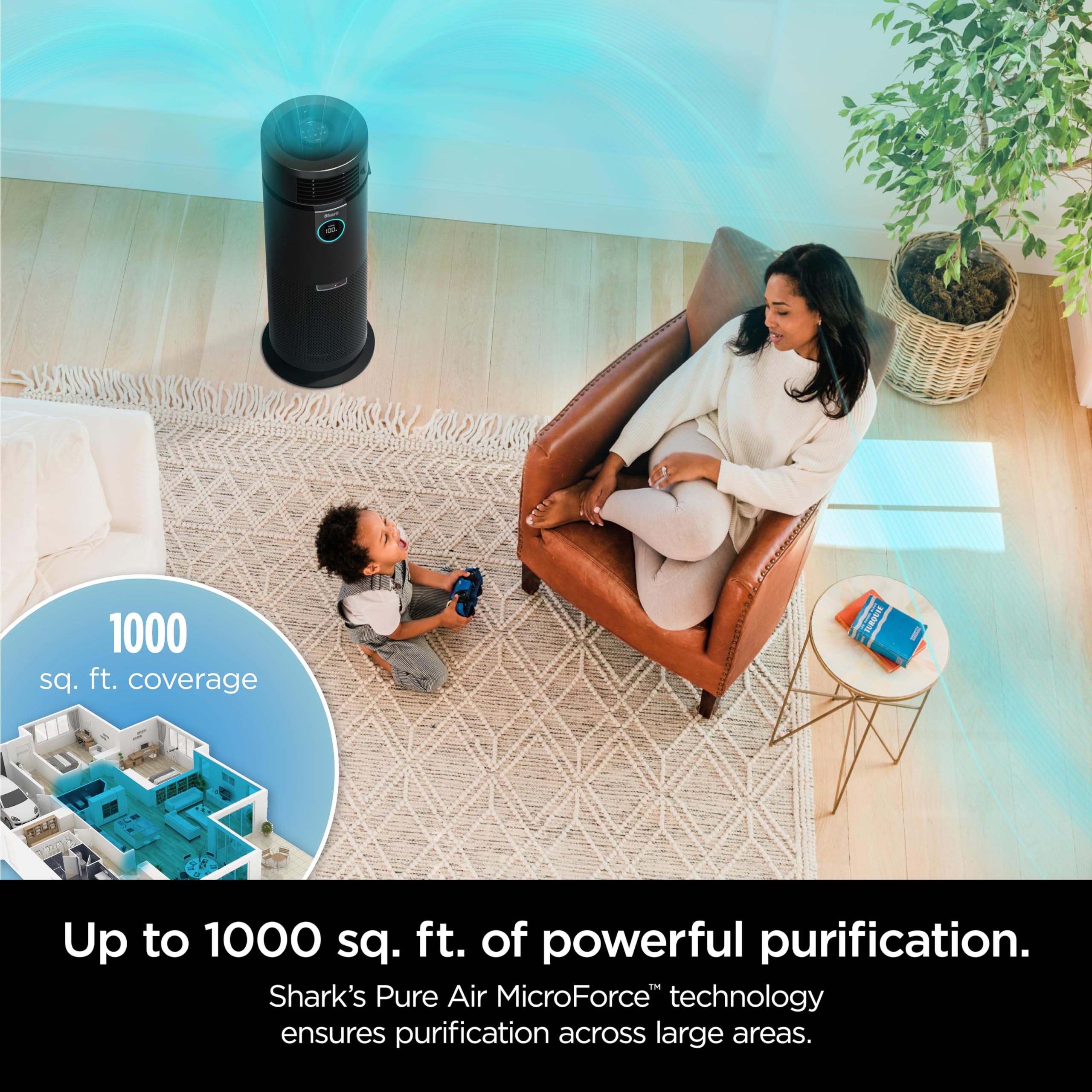 Shark 3-in-1 Max Air Purifier, Heater & Fan with NanoSeal HEPA Filter, Cleansense IQ Technology, Odor Lock System - Covers 1000 Sq. Ft, Charcoal Grey - Perfect for Large Rooms, Bedrooms, and Offices