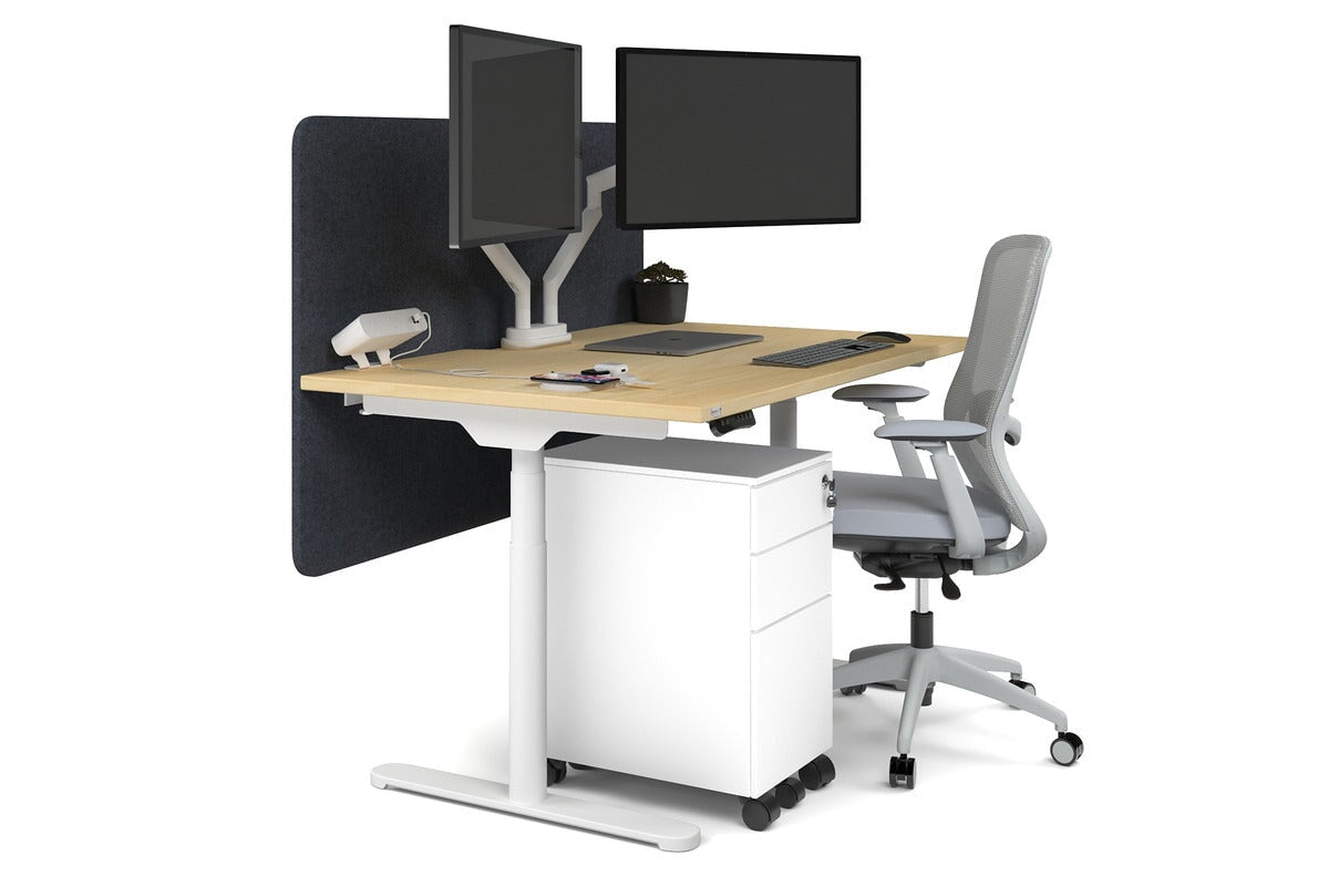 Flexi Premium Height Adjustable Single Workstation Desk - 1200L x 800W with Cable Management Scallop | Ergonomic Standing Desk for Home Office & Workspace