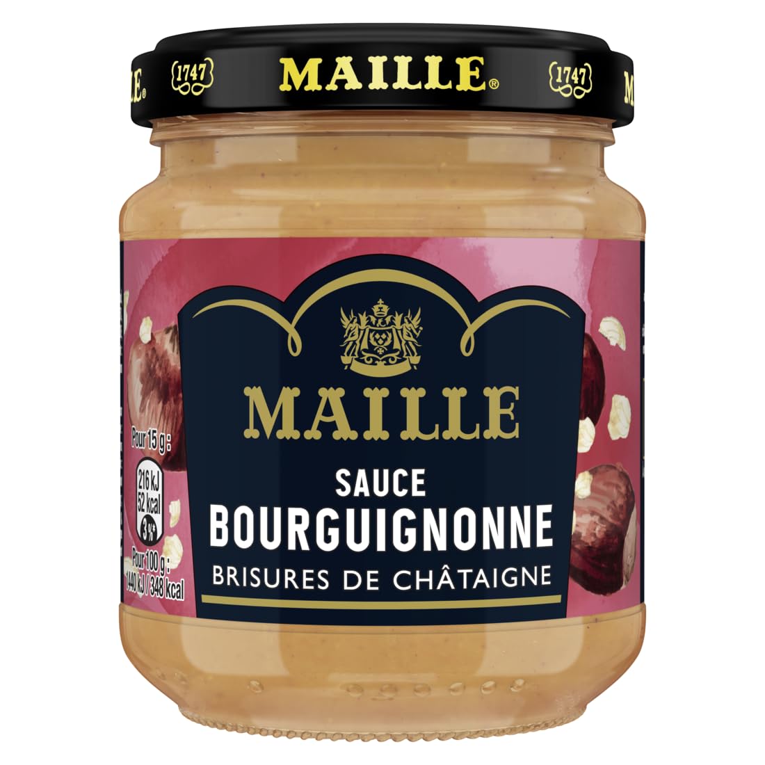 Maille Sauce Bourguignonne 190g - Classic French Red Wine Sauce for Steak, Beef, and Gourmet Cooking | Perfect for Grilling, Roasting, and Fine Dining