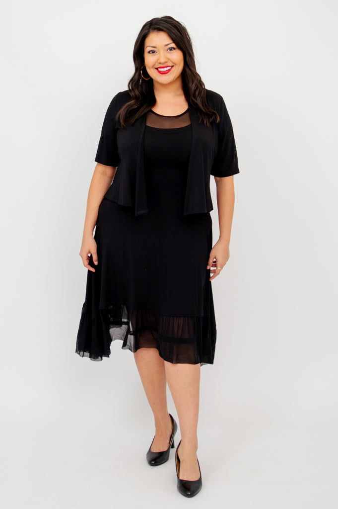 Danube Dress - Black Bamboo Fabric Women's Summer Dress for Casual Wear, Beach Outings, and Date Nights