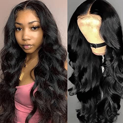 Beauty Forever 16 Inch Body Wave Lace Closure Wig - 4x4 Lace Frontal Human Hair Wig with Pre-Plucked Hairline, Glueless Design & Elastic Band | 150% Density Natural Color | Perfect for Daily Wear, Parties & Special Occasions