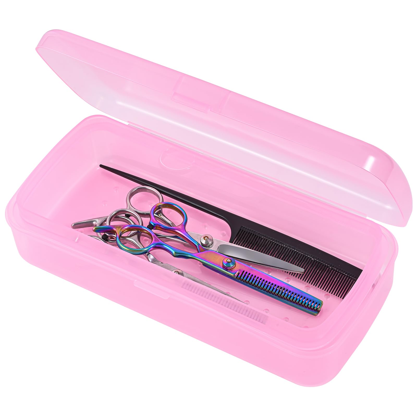 Pink Nail Tool Sterilizer Box - Large Transparent Plastic Sterilization Tray & Storage Organizer for Tweezers, Eyelash Extensions & Nail Implements - Perfect for Salons, Spas & Home Manicure Stations