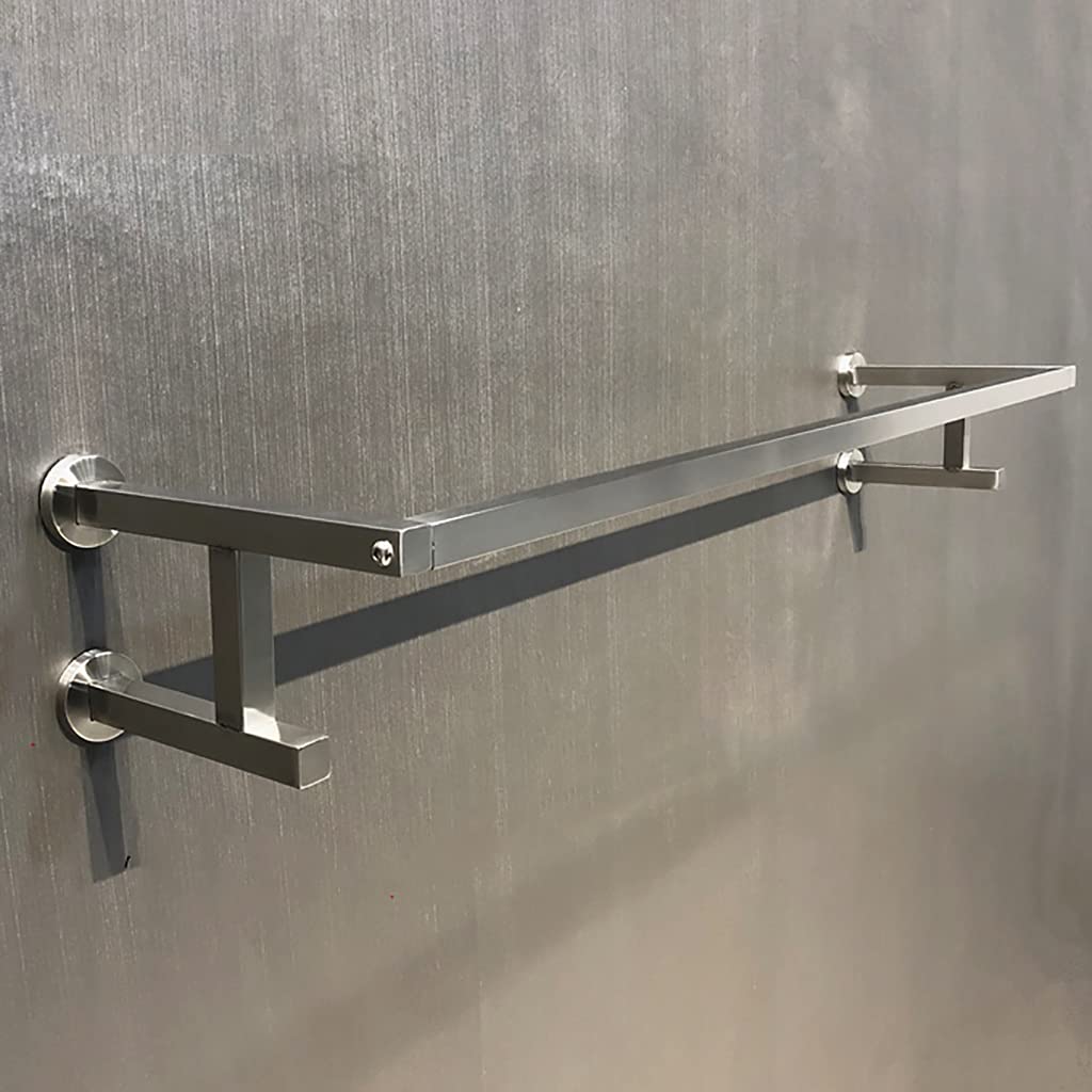 Wall Mounted Stainless Steel Garment Rack - 120cm Clothes Hanging Rod with 4 Flanges, Silver Finish - Perfect for Bedroom Closet Organization, Boutique Display or Laundry Room Storage