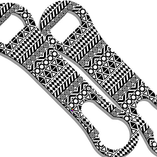 BarConic KolorcoatTM V-Rod Opener - Aztec Geometric Design - V7 Bottle Opener for Home Bar, Kitchen & Outdoor Use - Durable & Stylish Bar Accessory for Beer, Soda & Beverages