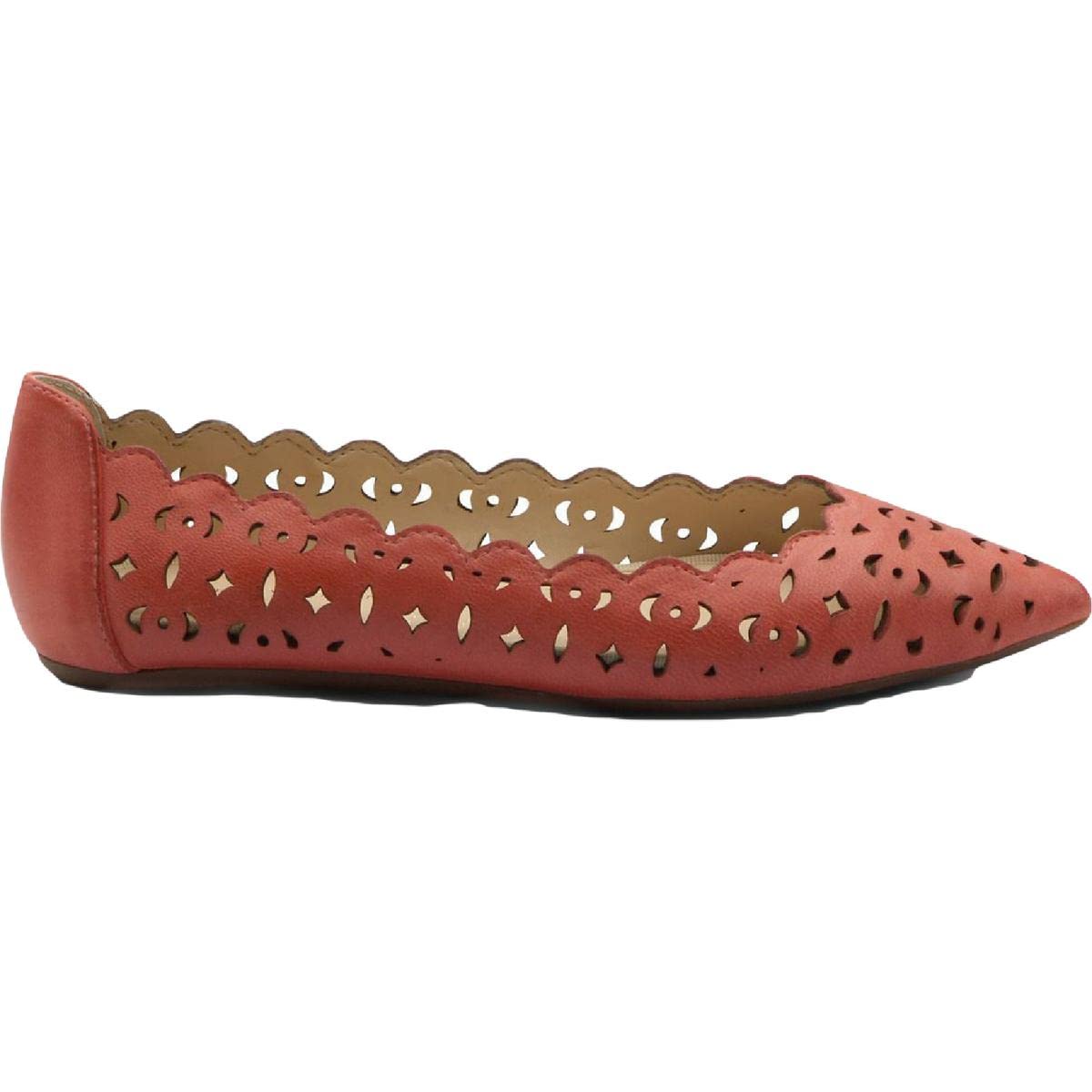 ADRIENNE VITTADINI Women's Red Leather Slip-On Pointed Toe Flats Size 8.5 Medium (B,M) - Comfortable Dress Shoes for Work, Office & Casual Outings