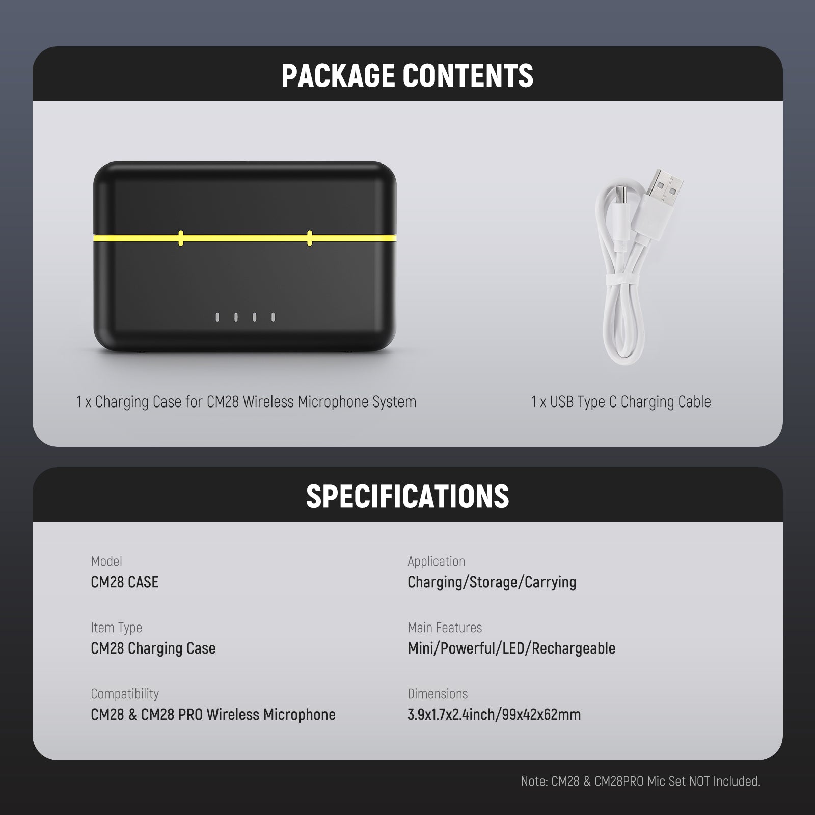 NEEWER CM28 Wireless Lavalier Microphone Charging Case - Portable Power Bank for Microphone System | Perfect for Podcasting, Interviews, Live Streaming & Video Recording
