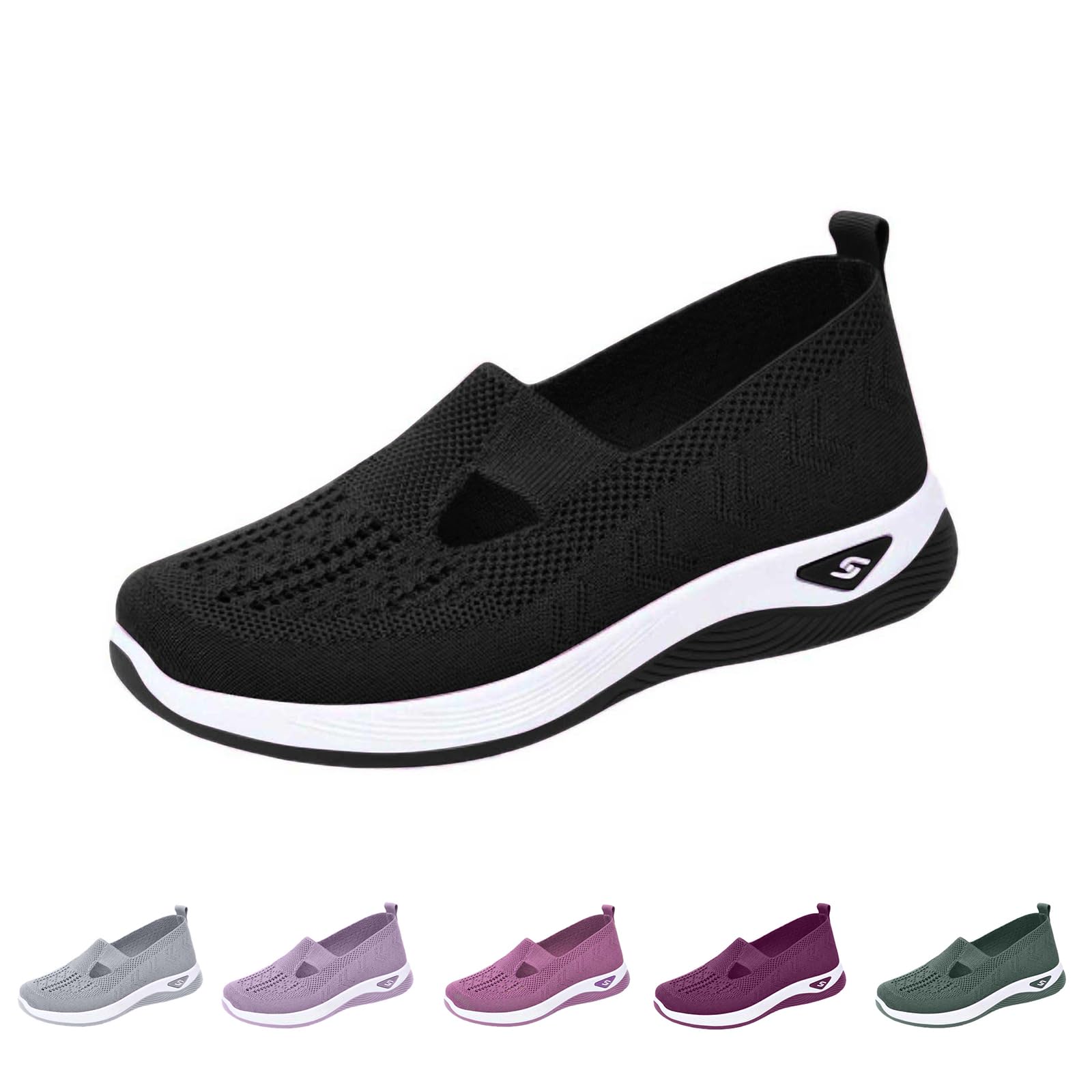 **Orthopedic Shoes for Women - Slip On Diabetic Walking Shoes with Arch Support, Breathable Knit Mesh & Soft Sole - Non-Slip Comfort Sneakers for Casual Wear, Walking & Daily Activities**