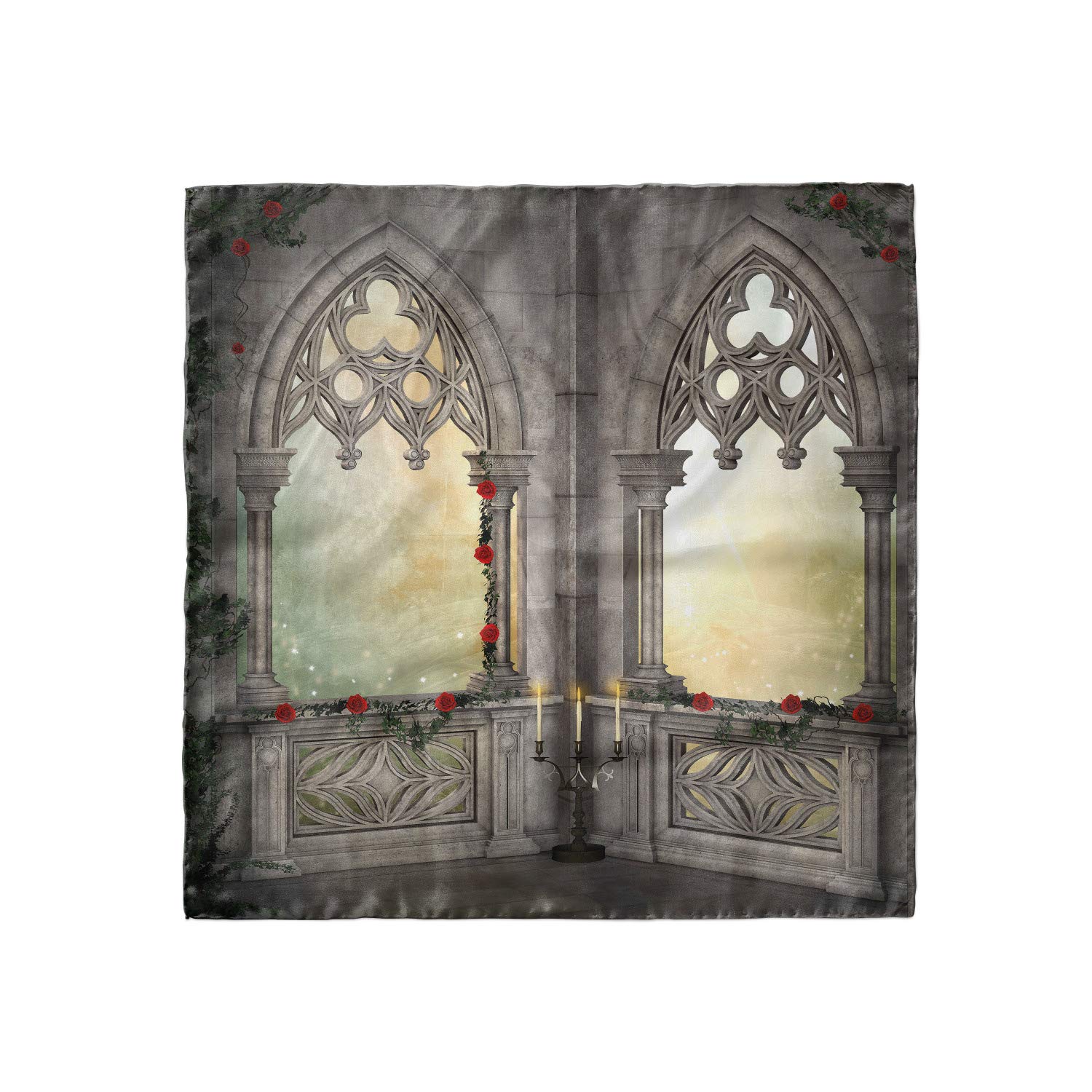 Ambesonne Gothic Head Scarf - Floral Rose Print Hair Wrap for Women | Vintage Bohemian Style Headband for Church, Wedding & Special Occasions