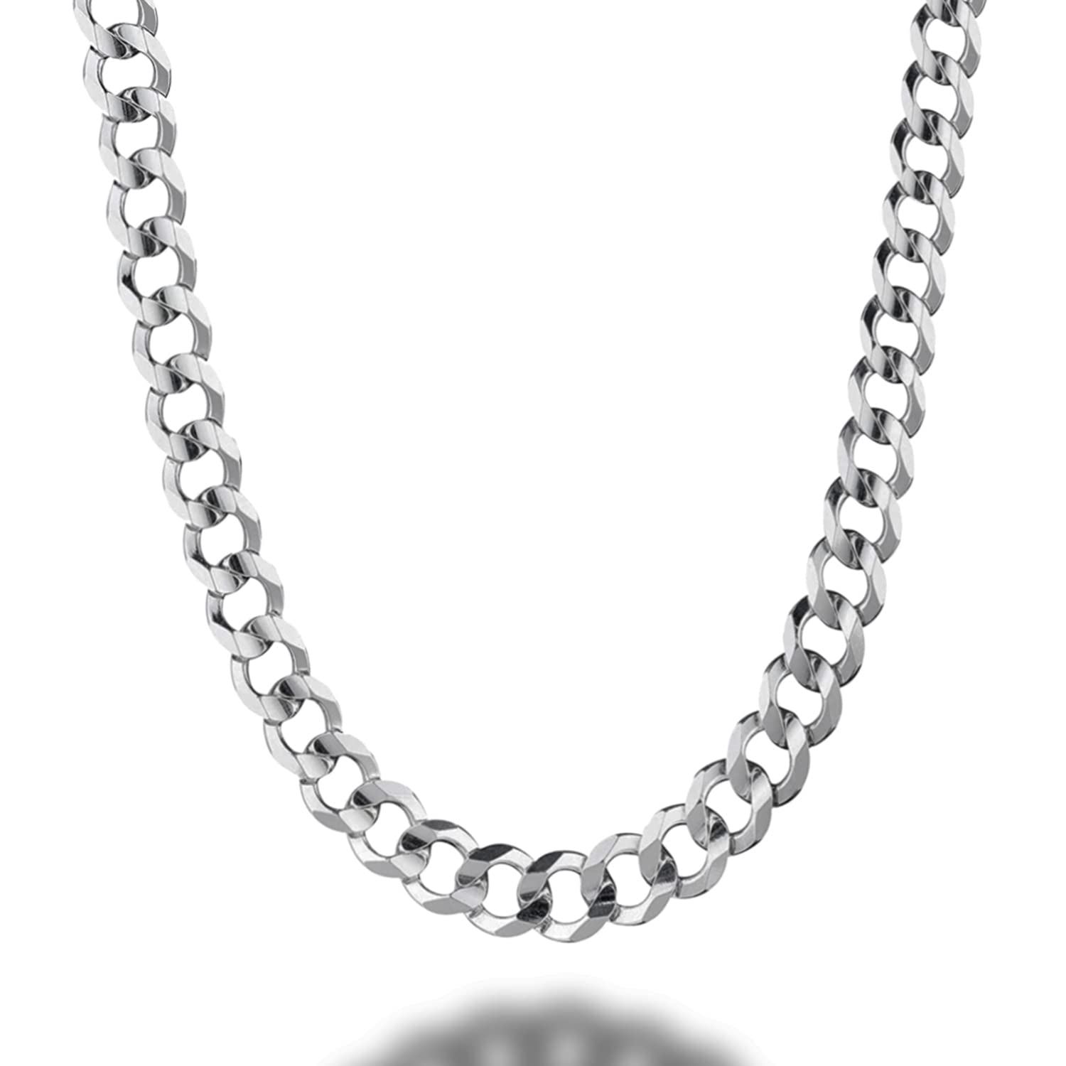 Savlano 925 Sterling Silver 7.5mm Italian Solid Curb Cuban Link Chain Necklace for Men & Women - Handcrafted in Italy with Gift Box - Perfect for Gifts, Weddings, Anniversaries & Everyday Elegance