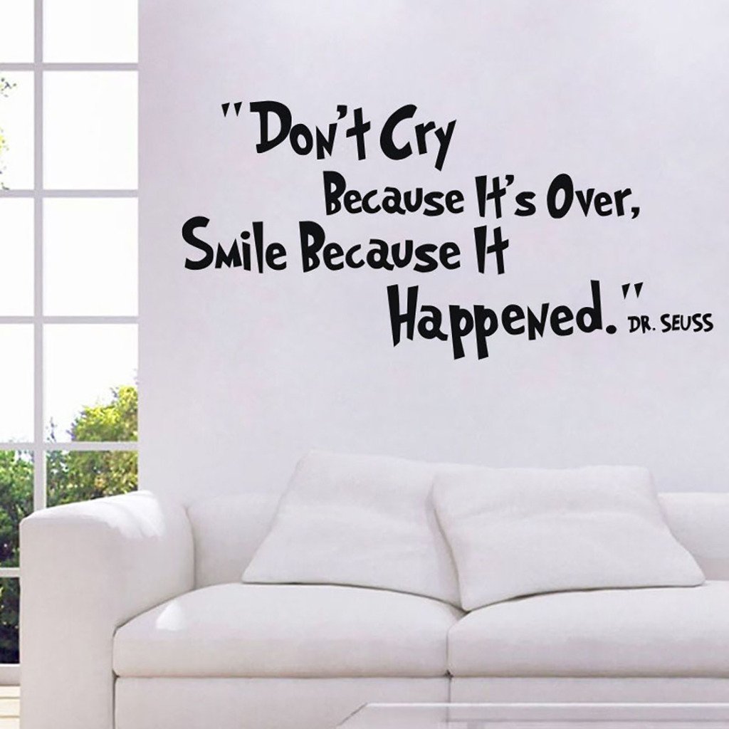 Don't Cry Quote Wall Decals - Inspirational Bedroom Decor, Nursery Room Stickers, Motivational Home Wall Art for Kids & Teens (Perfect for Bedrooms, Playrooms & Dorm Decor)