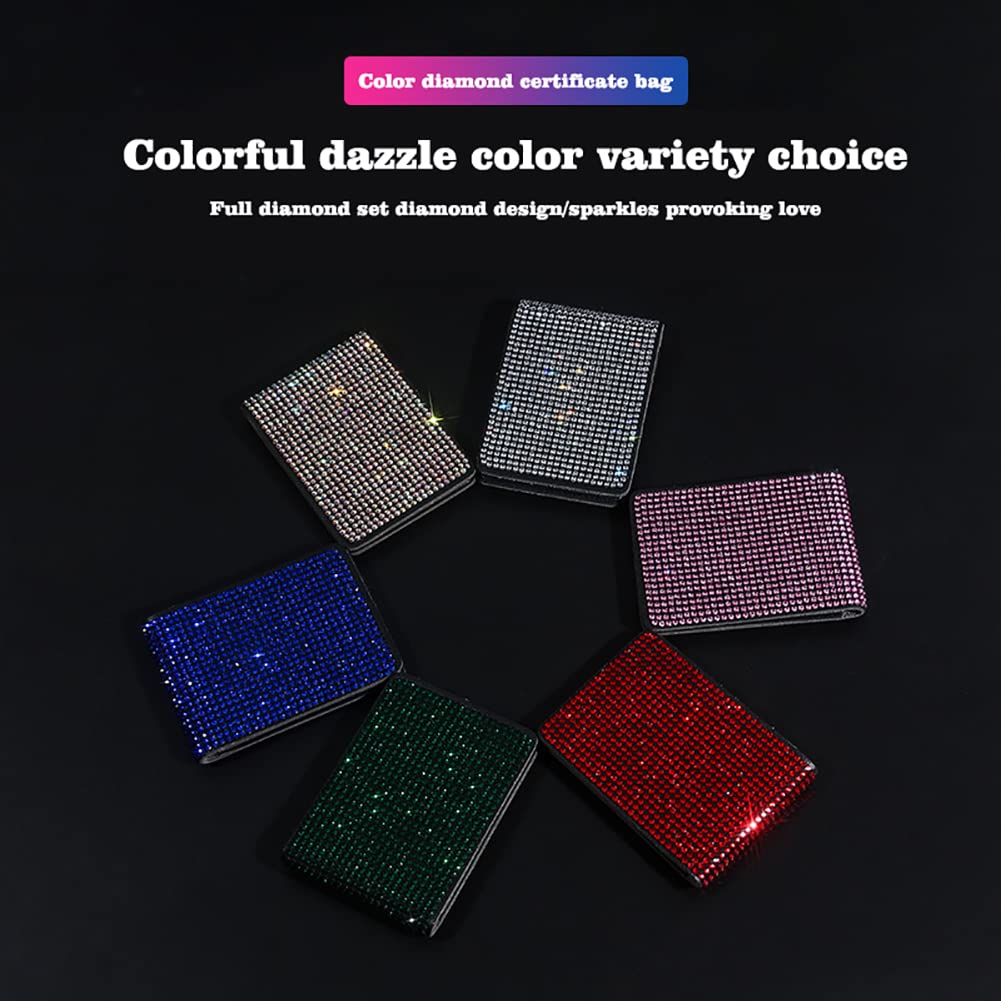 SEADEAR Bling Rhinestone Bus Pass Card Holder - Crystal Wallet for Driving License, Travel Cards & ID - Slim Multifunctional Wallet for Women & Girls (Red) - Perfect for Commuting, Travel & Everyday Use