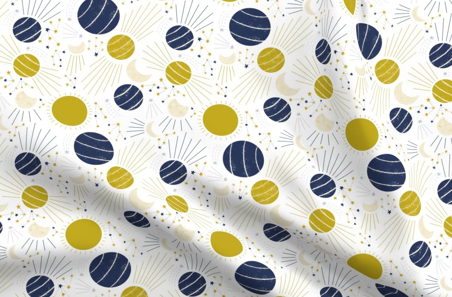 Space Planets Constellations Galaxy Printed Minky Fabric Fat Quarter - Soft & Durable for Sewing Baby Blankets, Quilt Backing, Plush Toys - Perfect for Kids Room Decor, DIY Projects & Nursery Themes