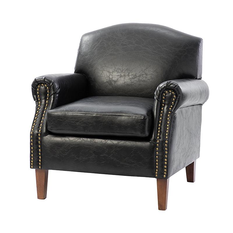Gianfranco Vegan Leather Armchair with Sturdy Wooden Legs - Modern Vegan Leather Lounge Chair for Living Room, Office & Reading Nook - Eco-Friendly Faux Leather Accent Chair