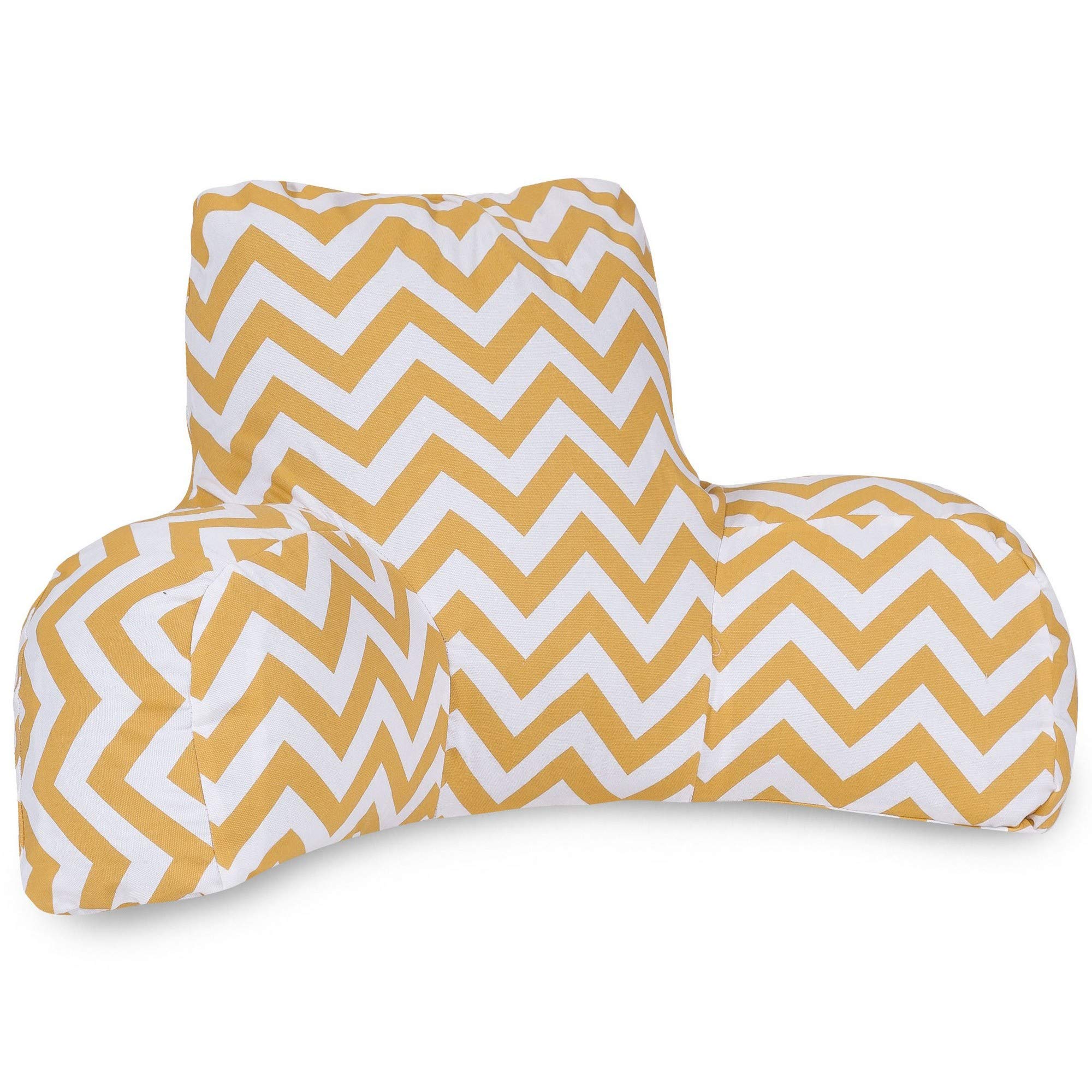 Majestic Home Goods Chevron Reading Pillow - Soft Yellow Backrest Support for Kids & Adults - Perfect for Bed, Sofa, Floor Reading & Relaxation