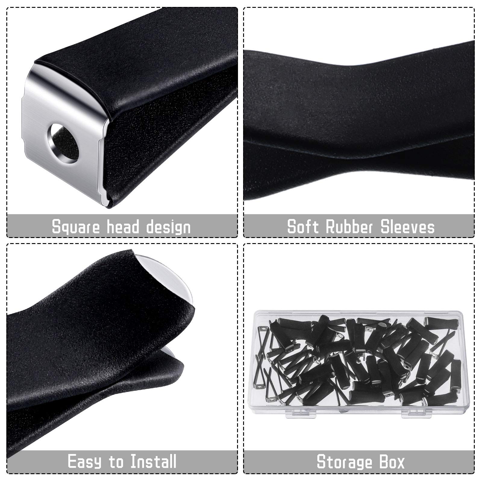 60 Pack Black Square Head Car Vent Clips Air Fresheners - 9mm Auto Air Conditioner Clips with 2 Storage Boxes for Car, Office & Home - Perfect for Freshening Vehicles, Work Spaces and Living Areas