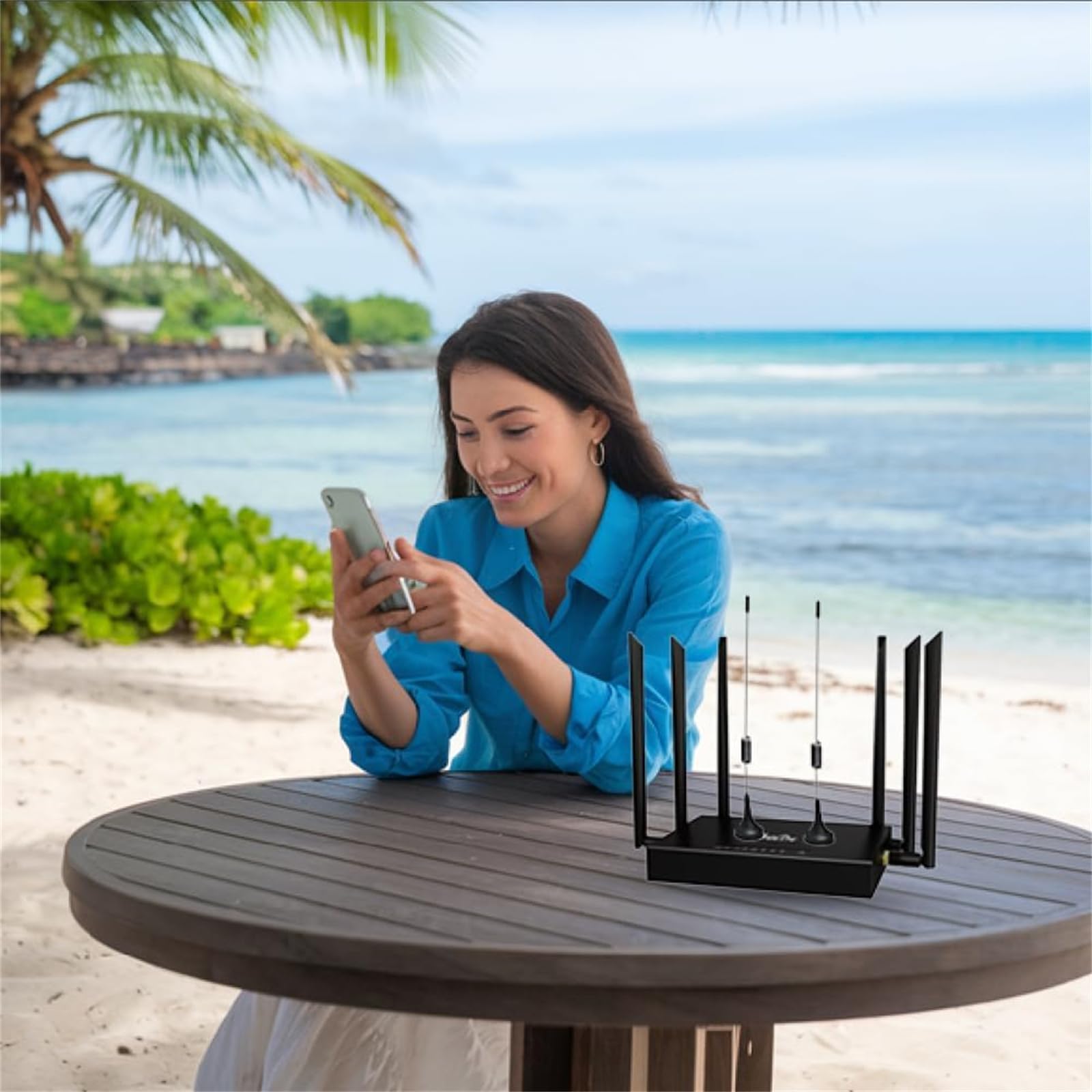 Free WiFi Router with Unlimited Satellite Internet - Plug & Play, 6 Omnidirectional Antennas for Home & Office (1PC) - Perfect for Remote Work, RV Travel & Rural Areas