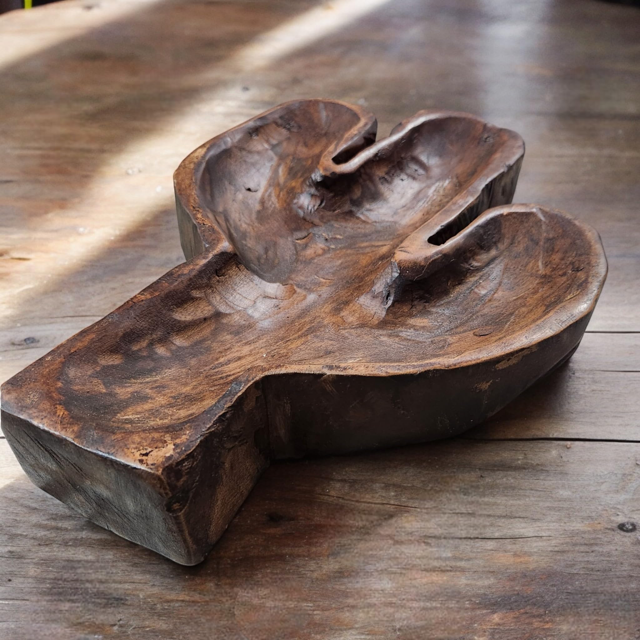 Handcrafted Large Wood Cactus Dough Bowl - Natural Cactus Wood Serving Bowl for Bread, Fruit & Decor | Perfect for Farmhouse Kitchen, Rustic Weddings & Centerpiece Displays