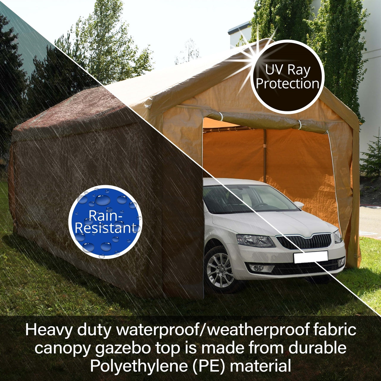 Heavy Duty 10x20 FT Aleko Outdoor Carport Canopy Tent - Gray Weatherproof Shelter for Cars, Trucks & Outdoor Storage | Perfect for Driveway, Backyard & RV Protection