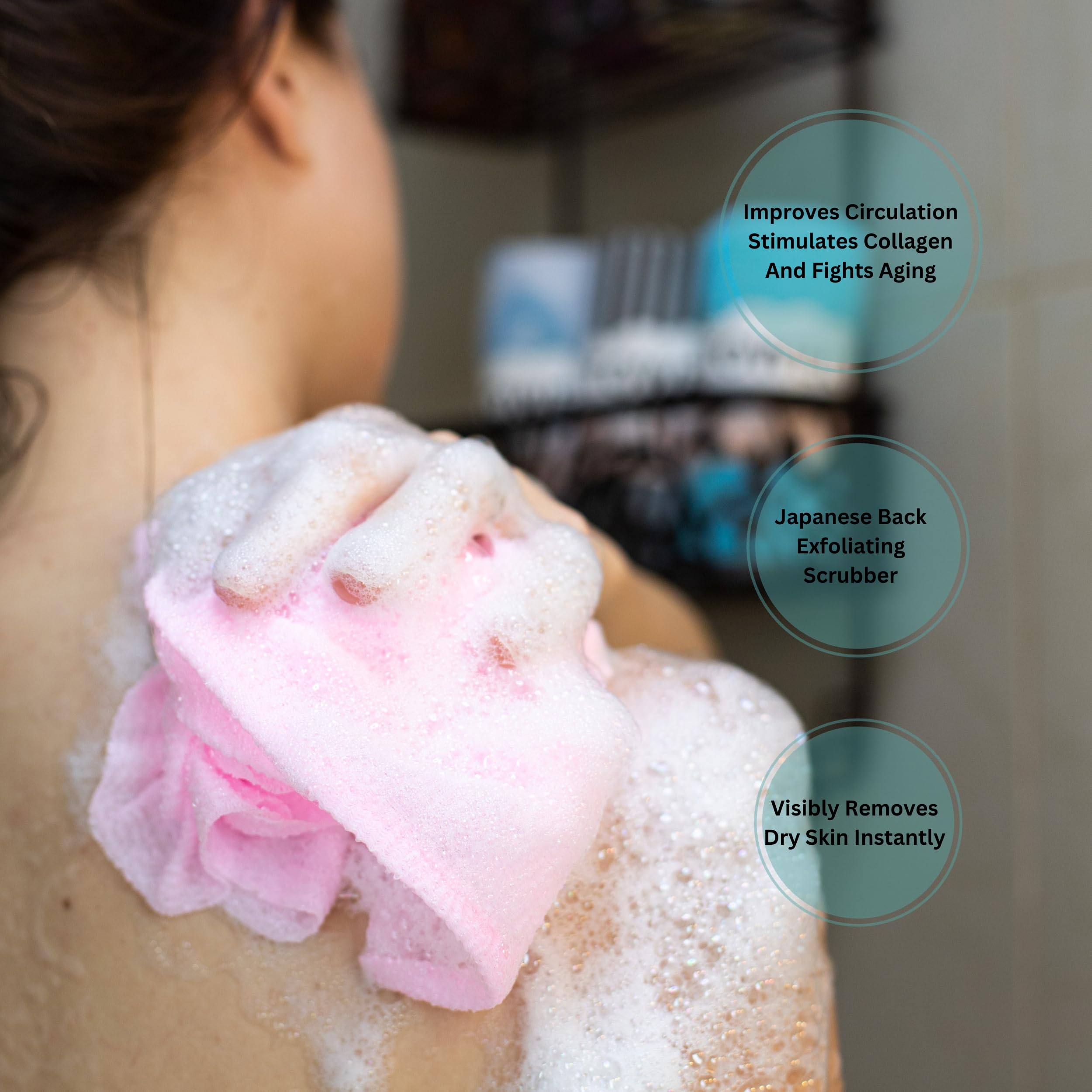 Exfoliating Body Scrubber Pack of 4 - Japanese Washcloth Back Scrubber for Shower - Soft, Medium & Hard Exfoliating Wash Cloth for Radiant Skin - Perfect for Spa, Bath & Skincare Routine
