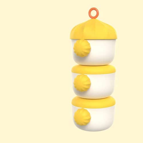 MIEDEON Portable Baby Milk Powder Storage Container - 3-Layer Travel Formula Dispenser with Powder Grid, BPA-Free & Leak-Proof (Yellow) | Ideal for On-the-Go Feeding, Daycare, and Family Outings