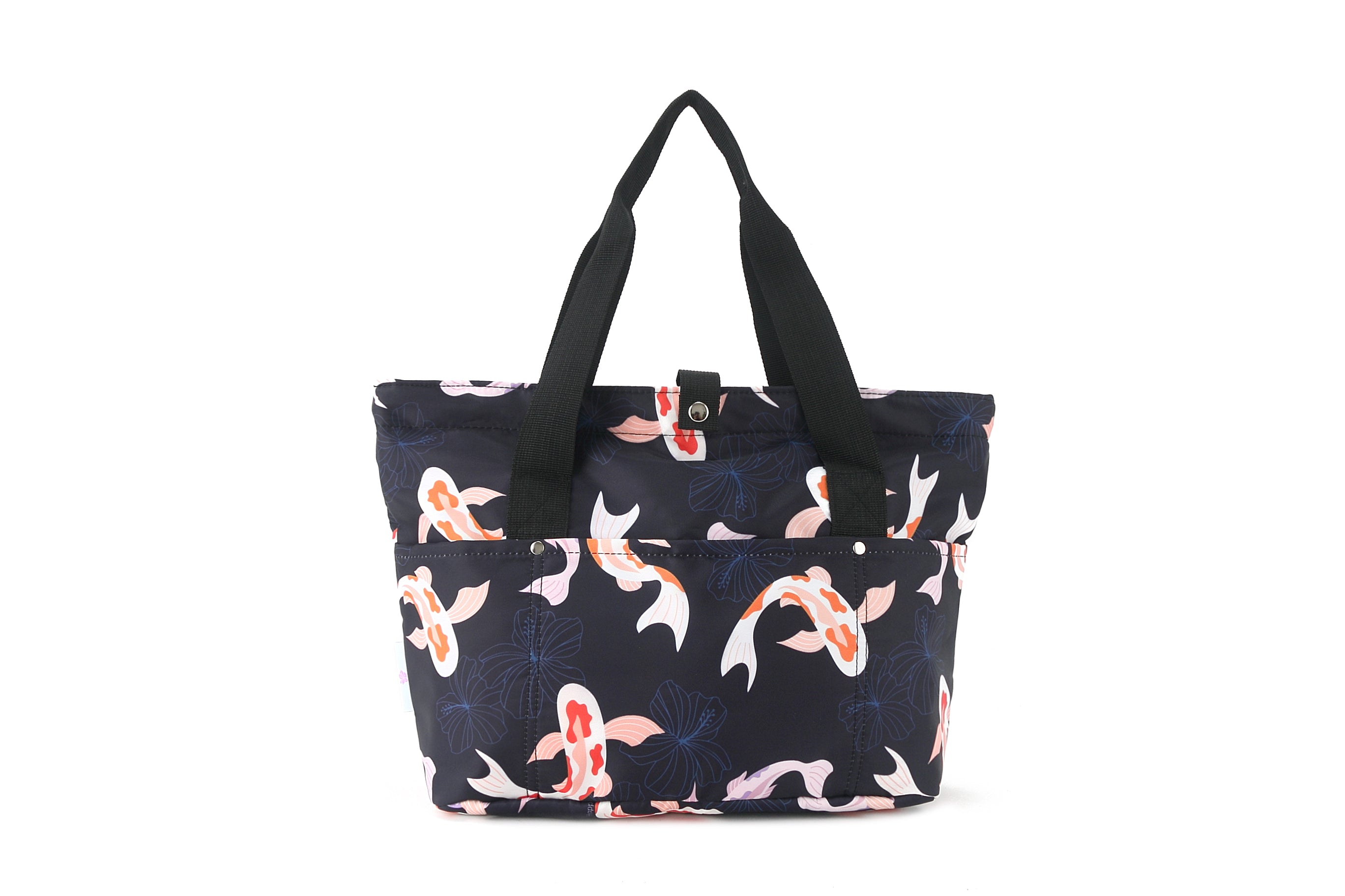 Compact Tote Bag - Jade Koi Navy Blue Design - Perfect for Work, Travel & Everyday Use