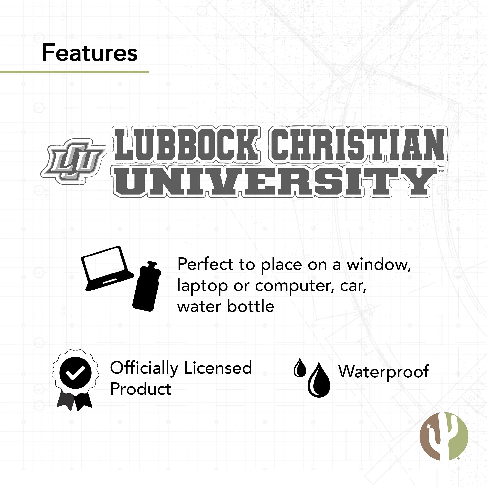 Desert Cactus LCU Sticker - Lubbock Christian University Chaparrals Vinyl Decal for Laptop, Water Bottle, Car & Scrapbook - 8 Inch Durable Sticker for School Spirit & Fan Gear