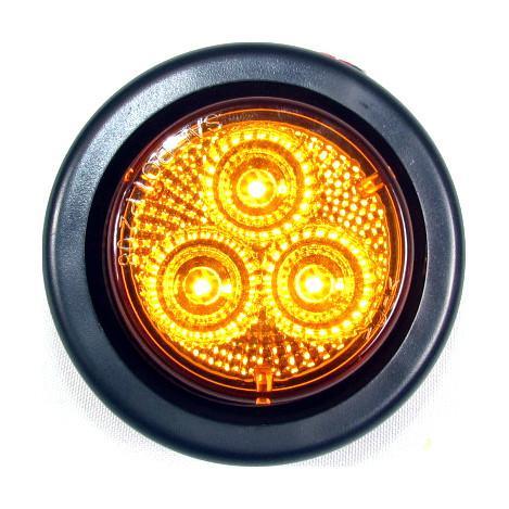 2-Pack Round LED Amber Marker Lights with 3 LEDs - 24V Waterproof for Trucks, Trailers & Heavy Equipment - Durable Side Marker Lights for Road Safety & Night Visibility