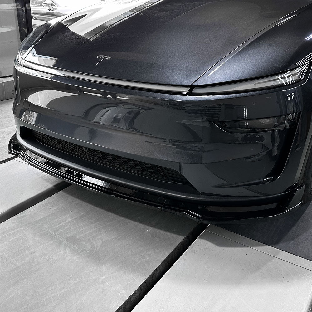 Aero Front Lip Spoiler for Tesla Model Y Juniper (2025+) - No Drip Design & OEM Push Clips | Enhance Style & Aerodynamics for Your EV