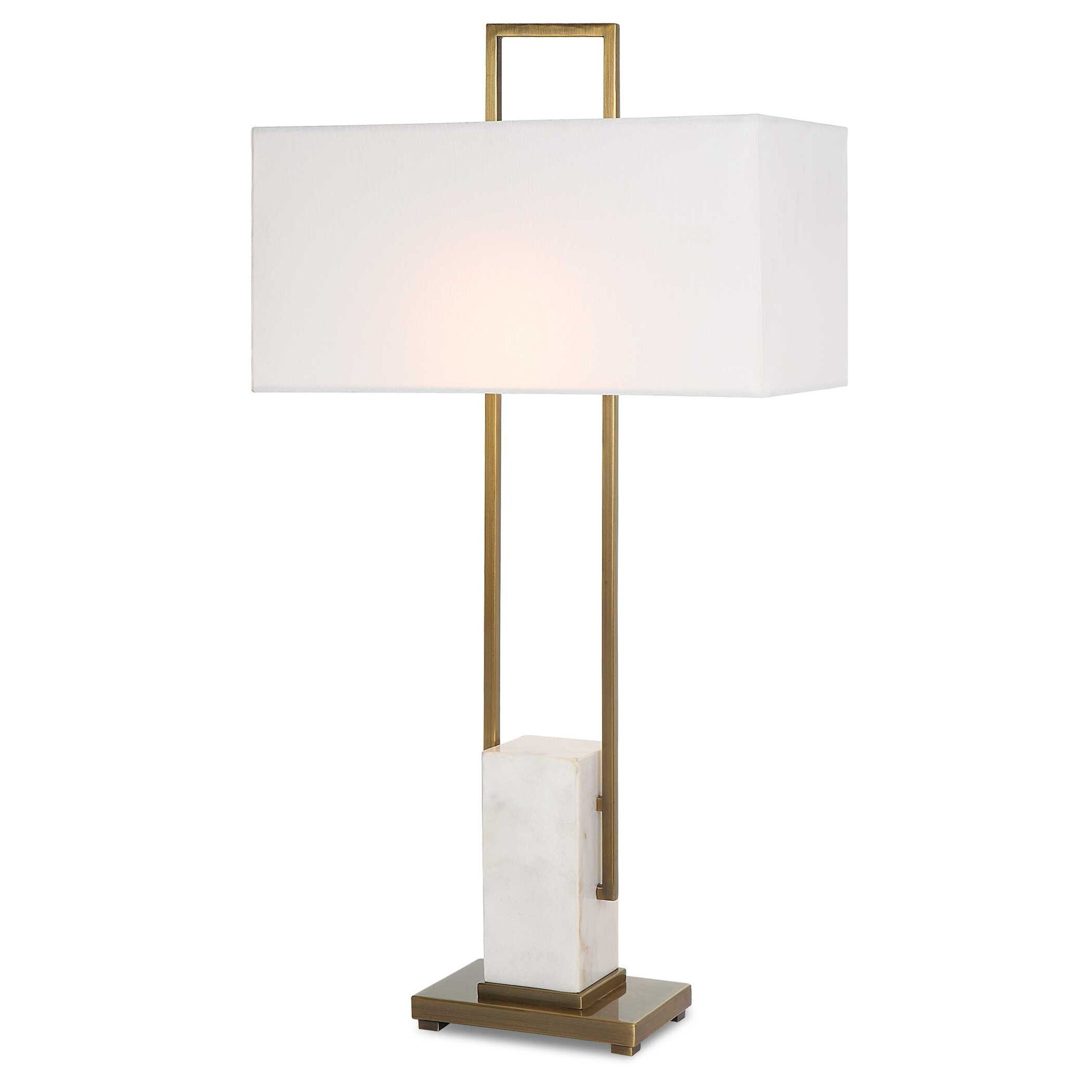 Elegant White Marble Table Lamp - Modern Home & Office Decor Lighting for Bedroom, Living Room, Study Desk