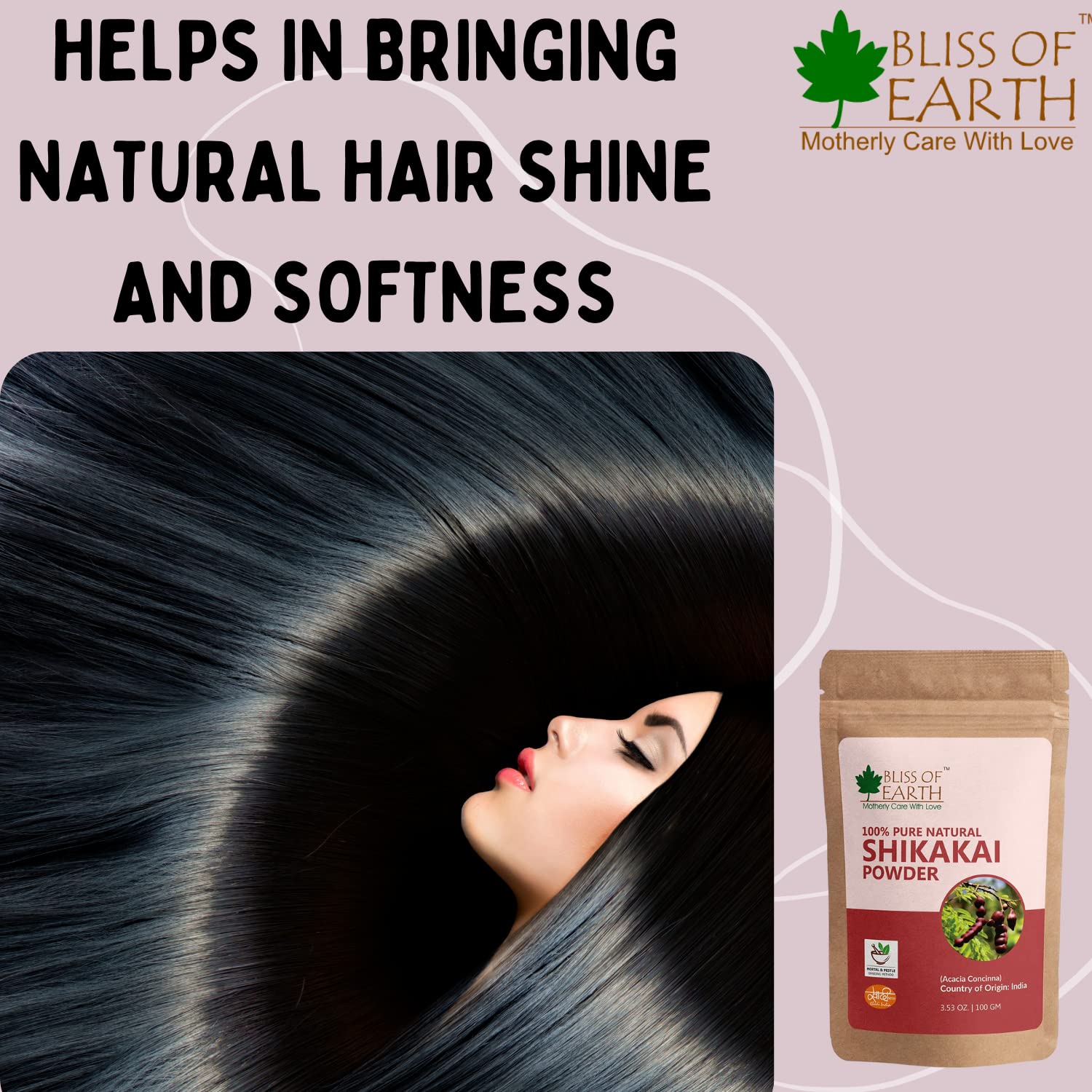 Bliss of Earth™ 100% Pure Natural Shikakai Powder for Hair Growth | 2x100g Acacia Concina | Organic Hair Cleanser & Conditioner | Promotes Thicker, Stronger Hair | Perfect for Ayurvedic Hair Care & Natural Styling