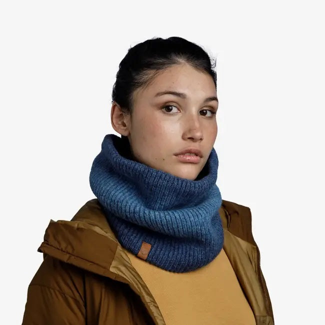 BUFF Knit Neck Warmer - Marin Denim Blue - Winter Scarf for Men & Women - Outdoor Hiking, Skiing, Running, Cycling Accessory